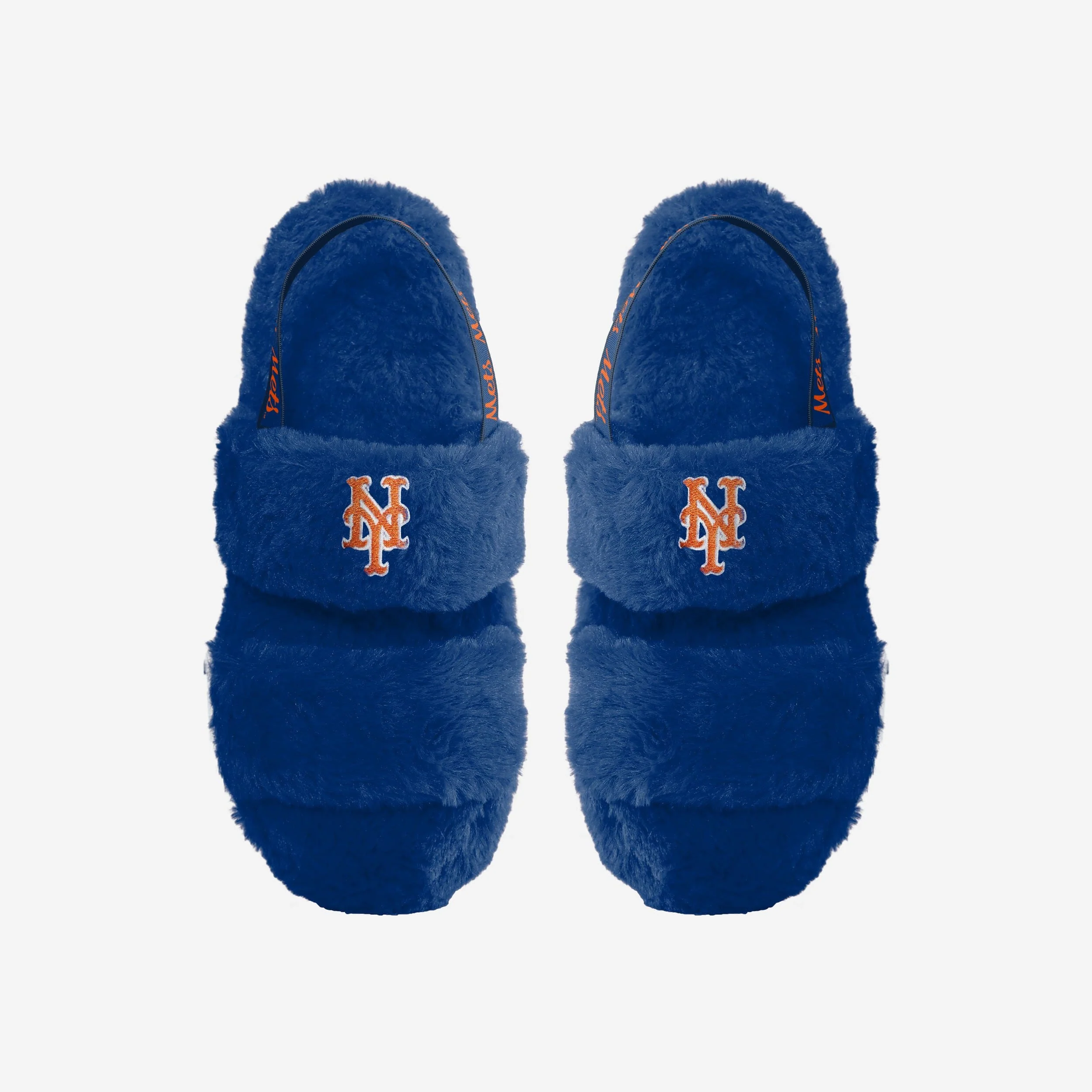 New York Mets Womens Heel Strap Wordmark Fur Slide