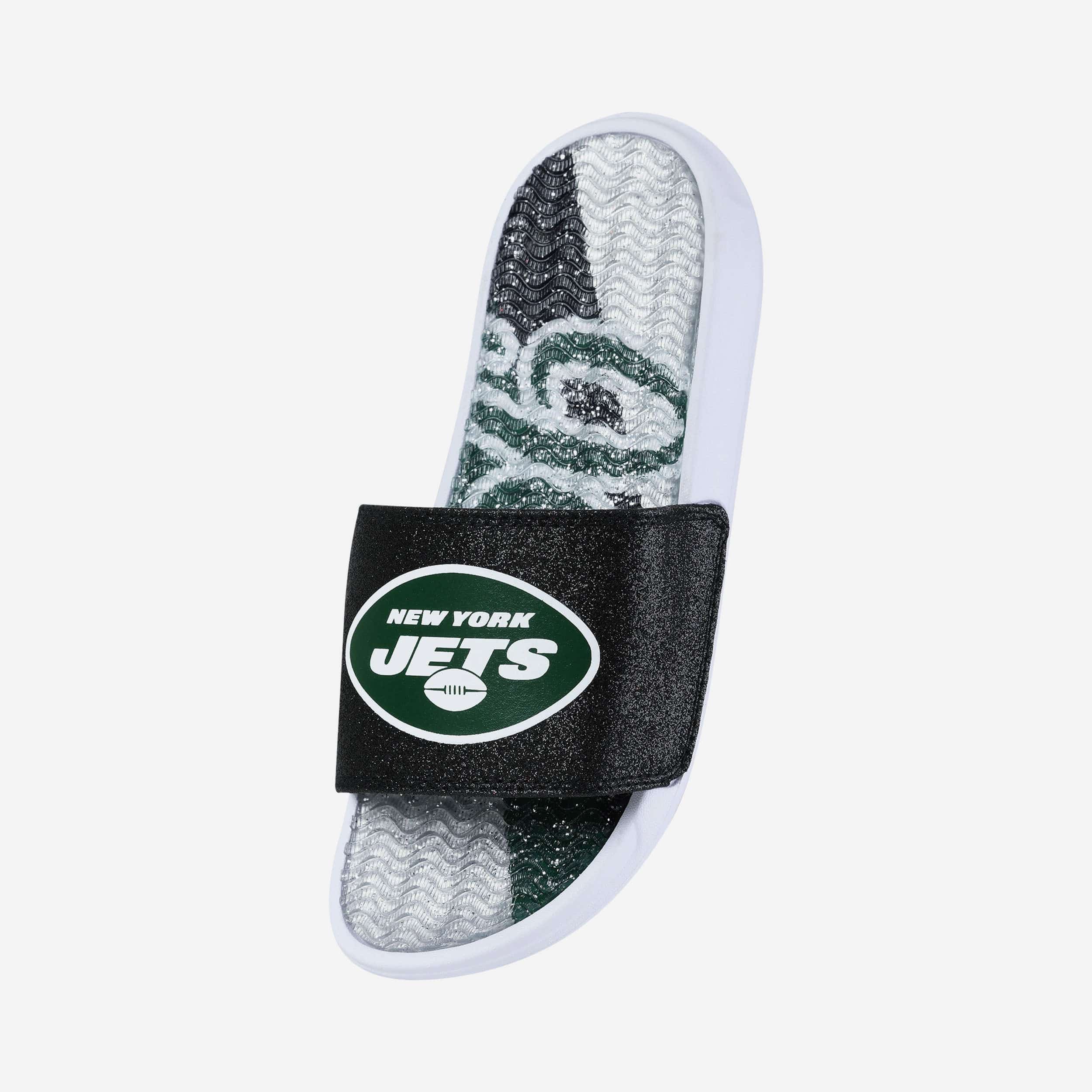 New York Jets Womens Glitter Gel Slide 2 New York Jets Womens Glitter Gel Slide