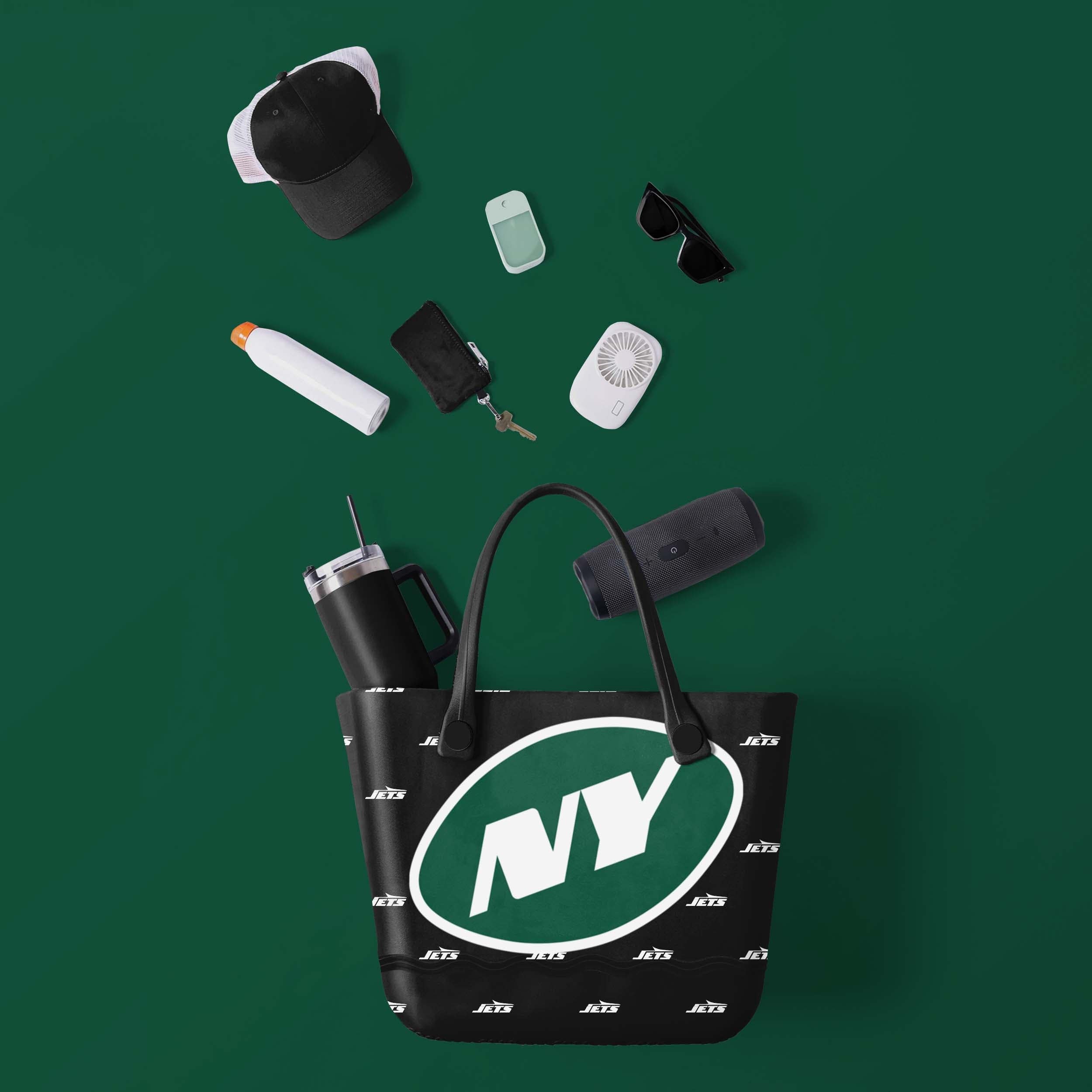 New York Jets Big Logo Mini Print Tailgate Tote Bag 2 New York Jets Big Logo Mini Print Tailgate Tote Bag