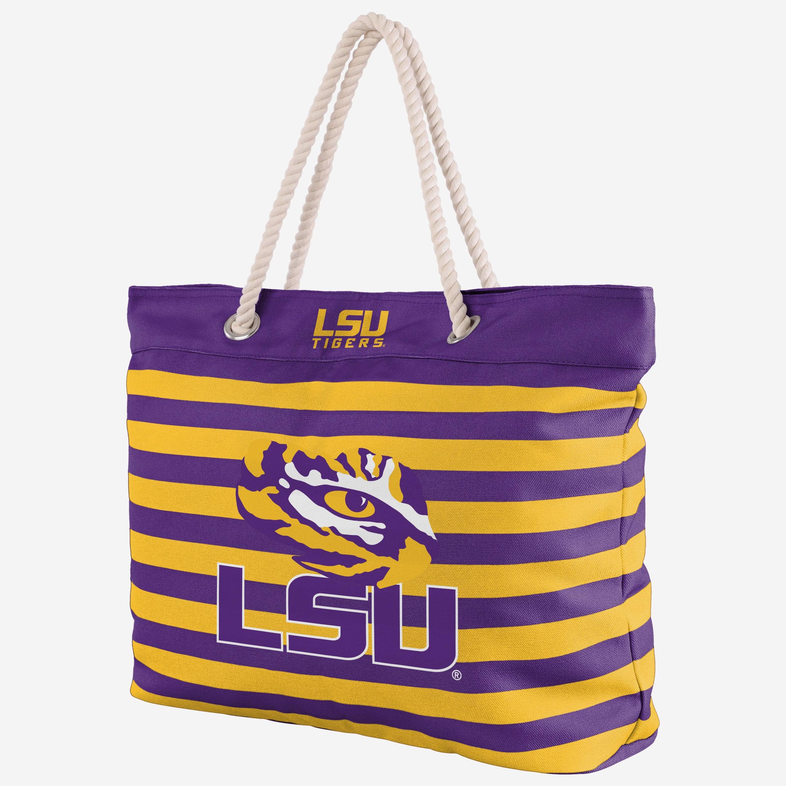 LSU Tigers Nautical Stripe Tote Bag 2 LSU Tigers Nautical Stripe Tote Bag