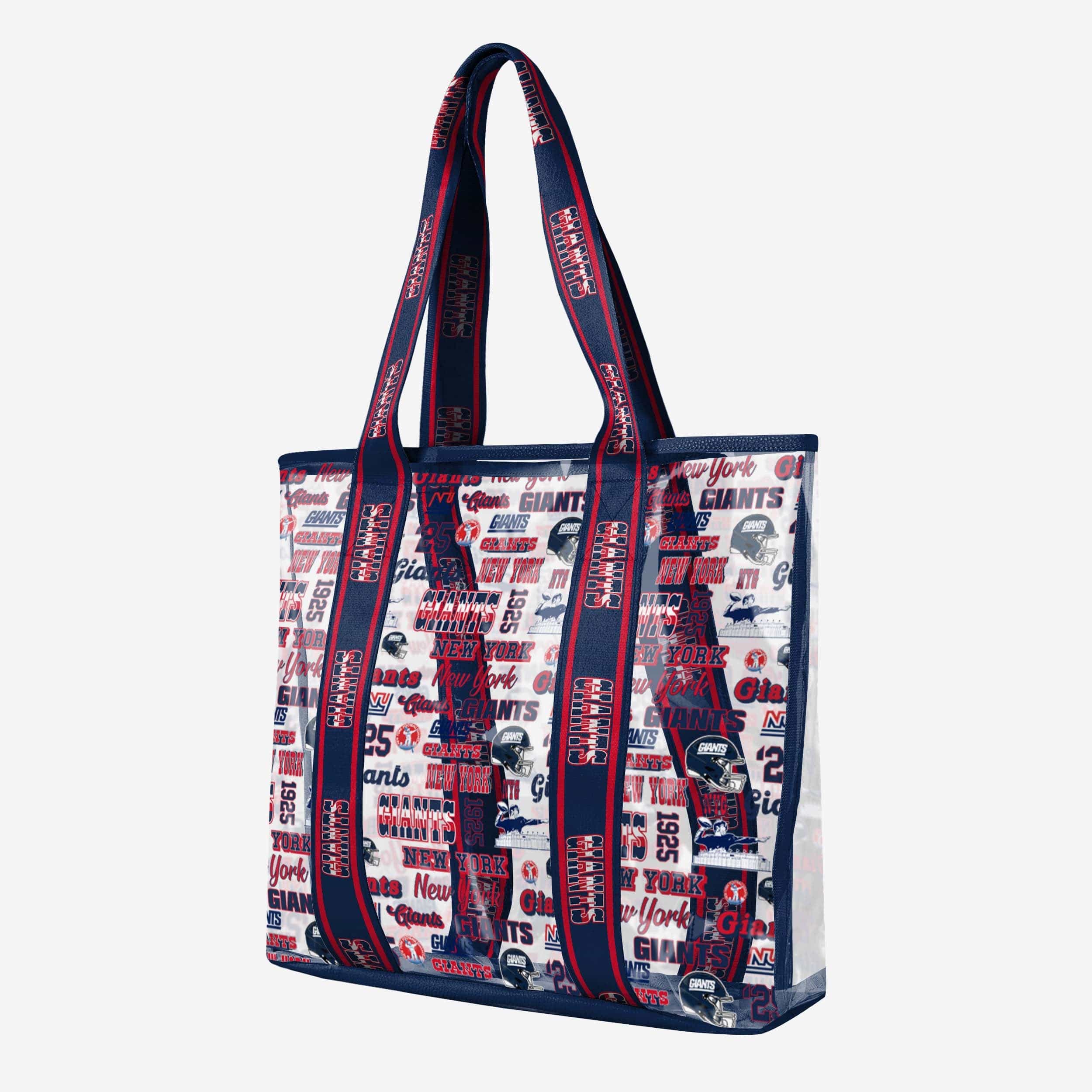 New York Giants Repeat Retro Print Clear Tote Bag 2 New York Giants Repeat Retro Print Clear Tote Bag