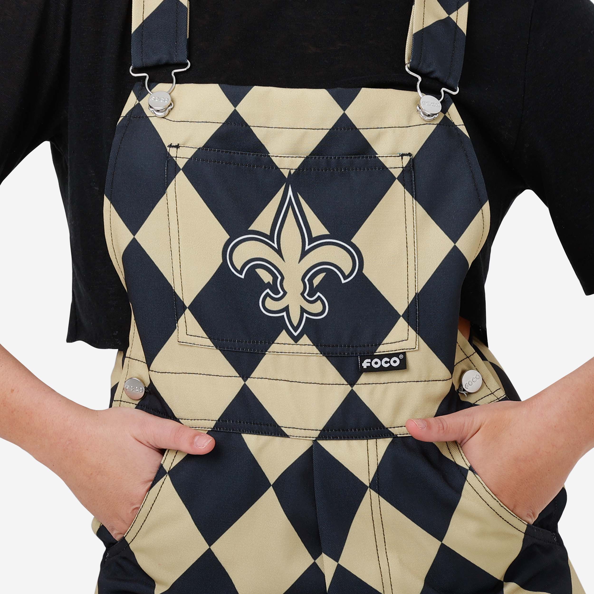 New Orleans Saints Womens Thematic Bib Shortalls 4 New Orleans Saints Womens Thematic Bib Shortalls