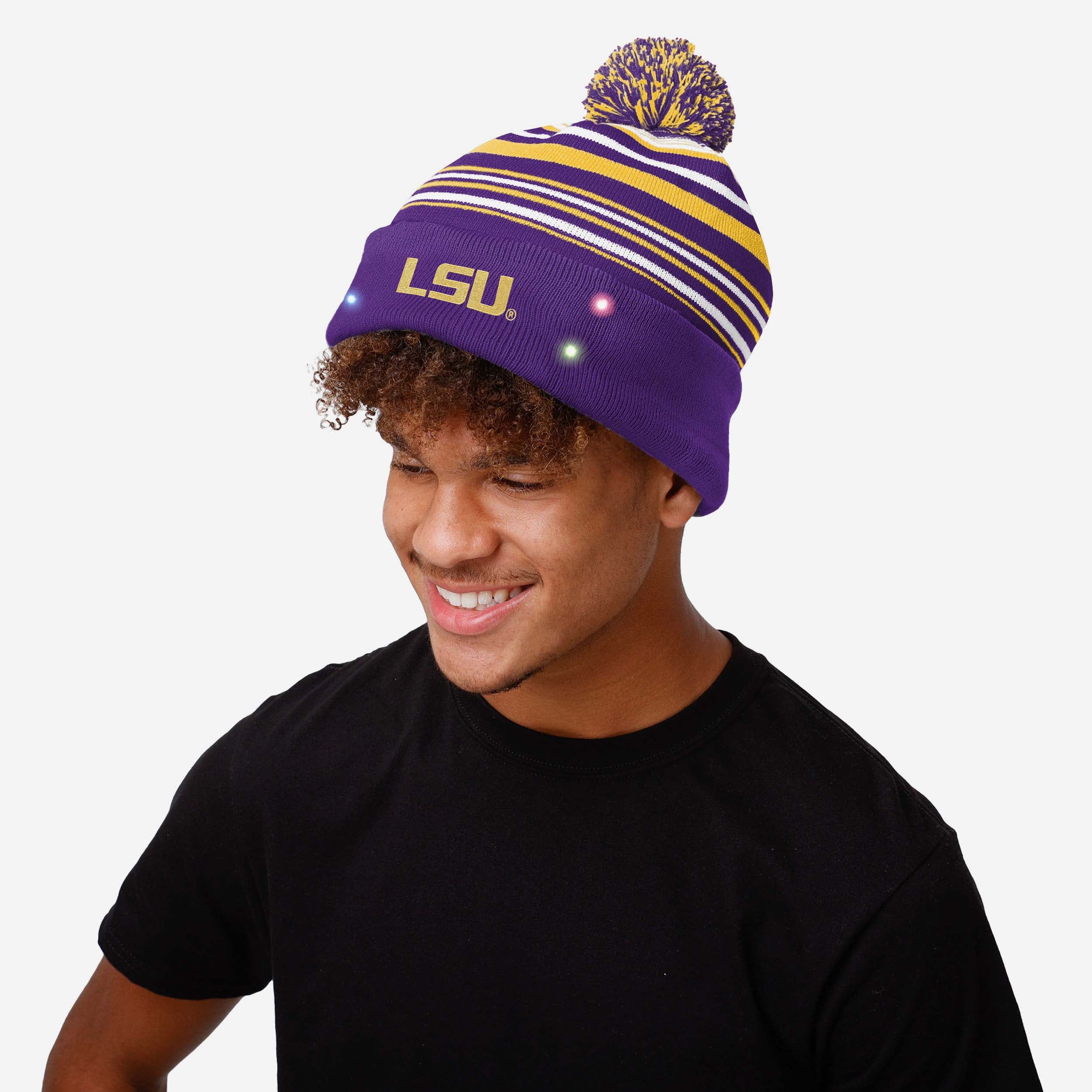 LSU Tigers Horizontal Stripe Light Up Beanie 3 LSU Tigers Horizontal Stripe Light Up Beanie
