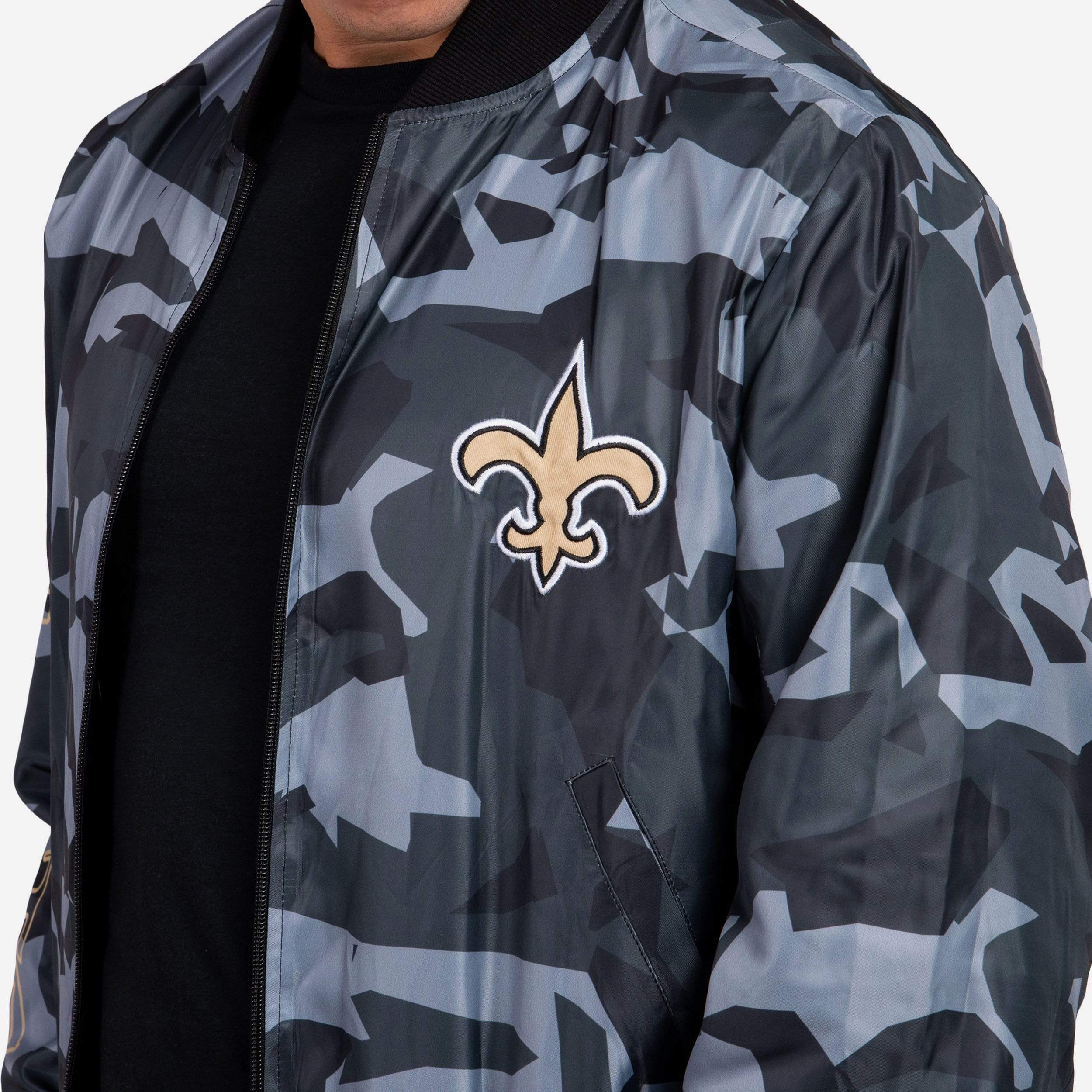 New Orleans Saints Camo Bomber Jacket 3 New Orleans Saints Camo Bomber Jacket