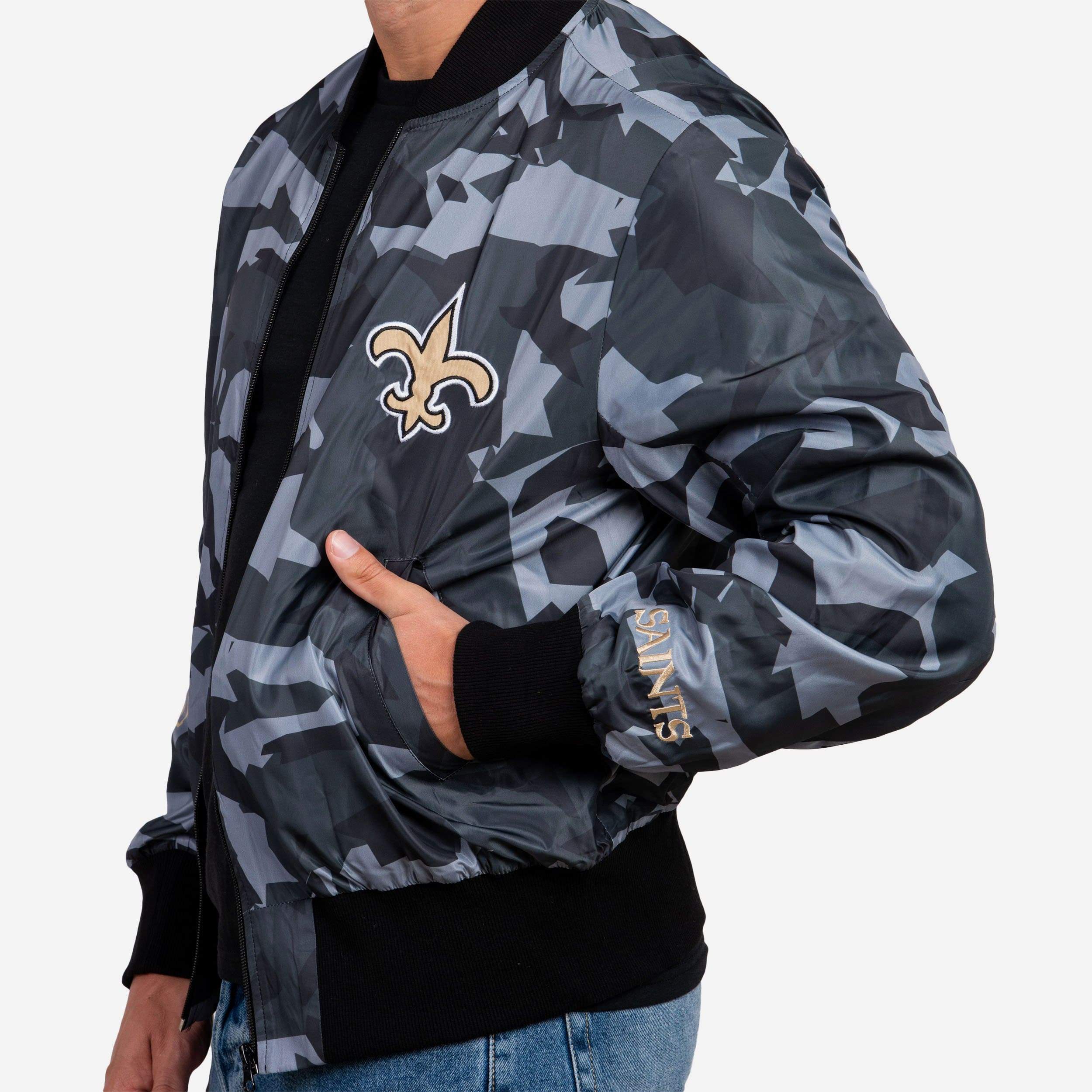 New Orleans Saints Camo Bomber Jacket 4 New Orleans Saints Camo Bomber Jacket