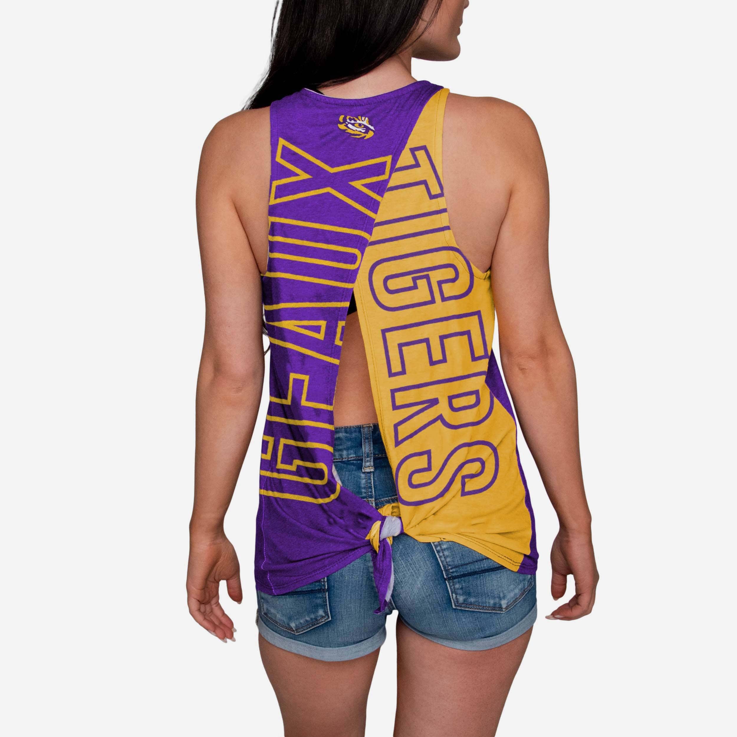 LSU Tigers 2019 Football National Champions Womens Tie-Breaker Sleeveless Top