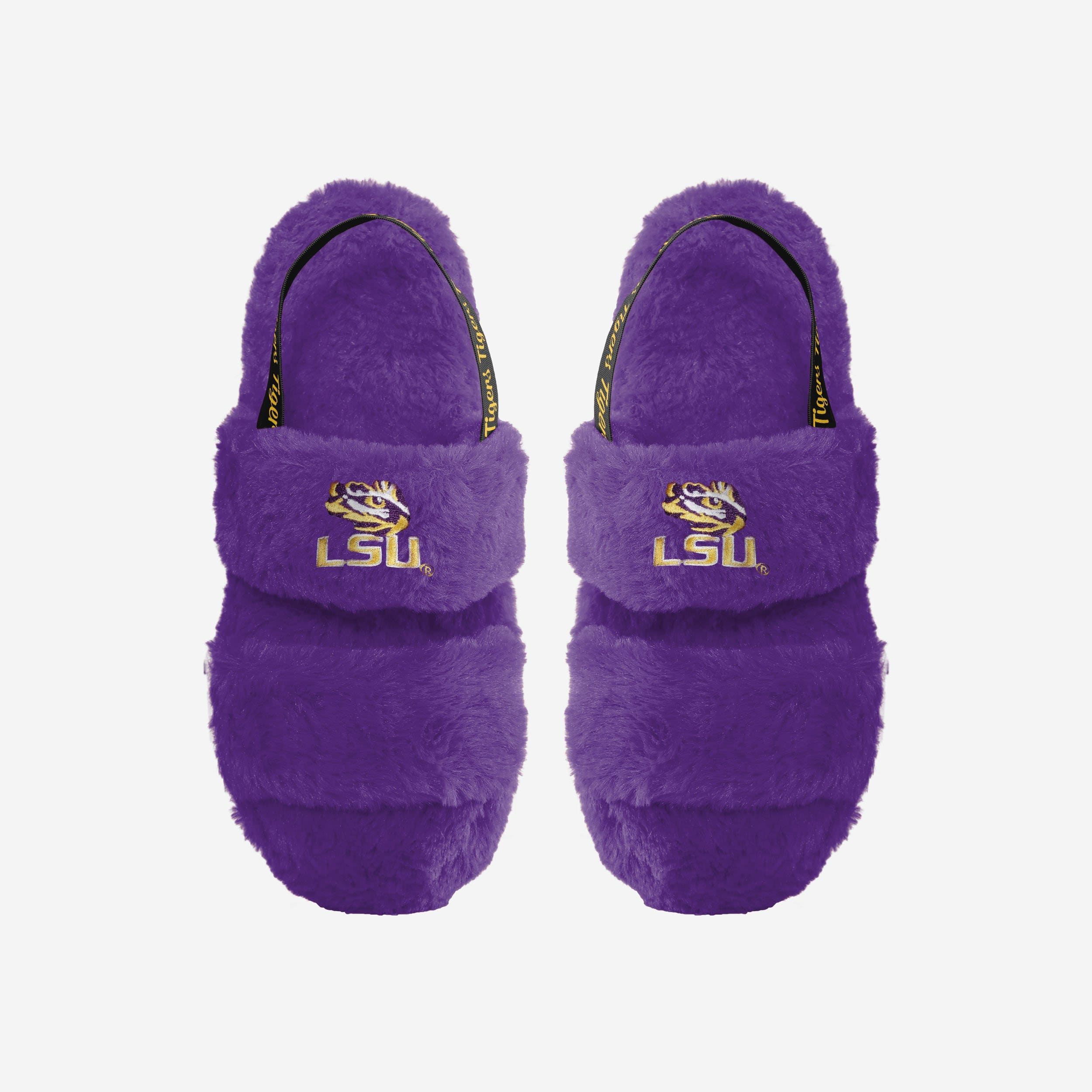 LSU Tigers Womens Heel Strap Wordmark Fur Slide