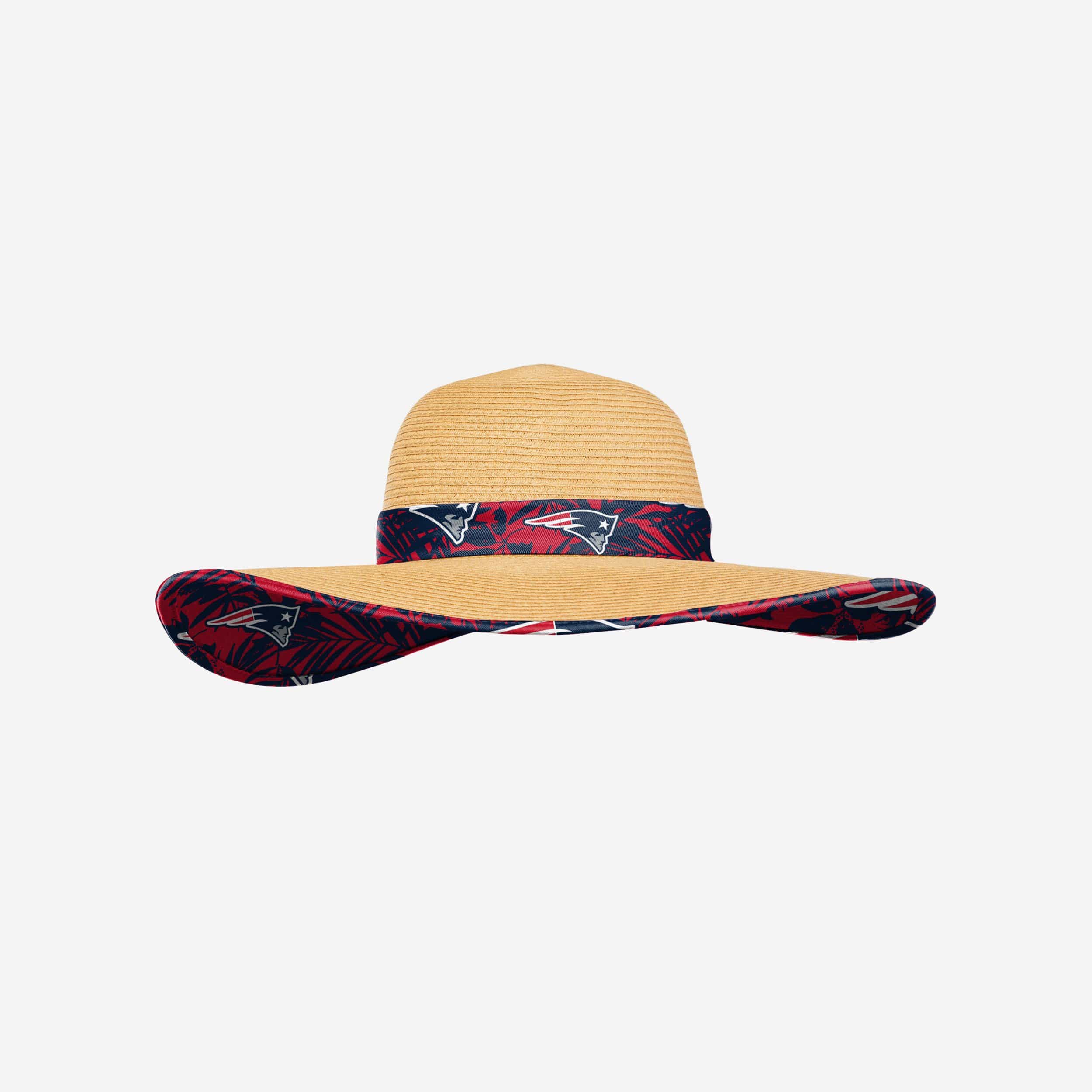 New England Patriots Womens Floral Straw Hat