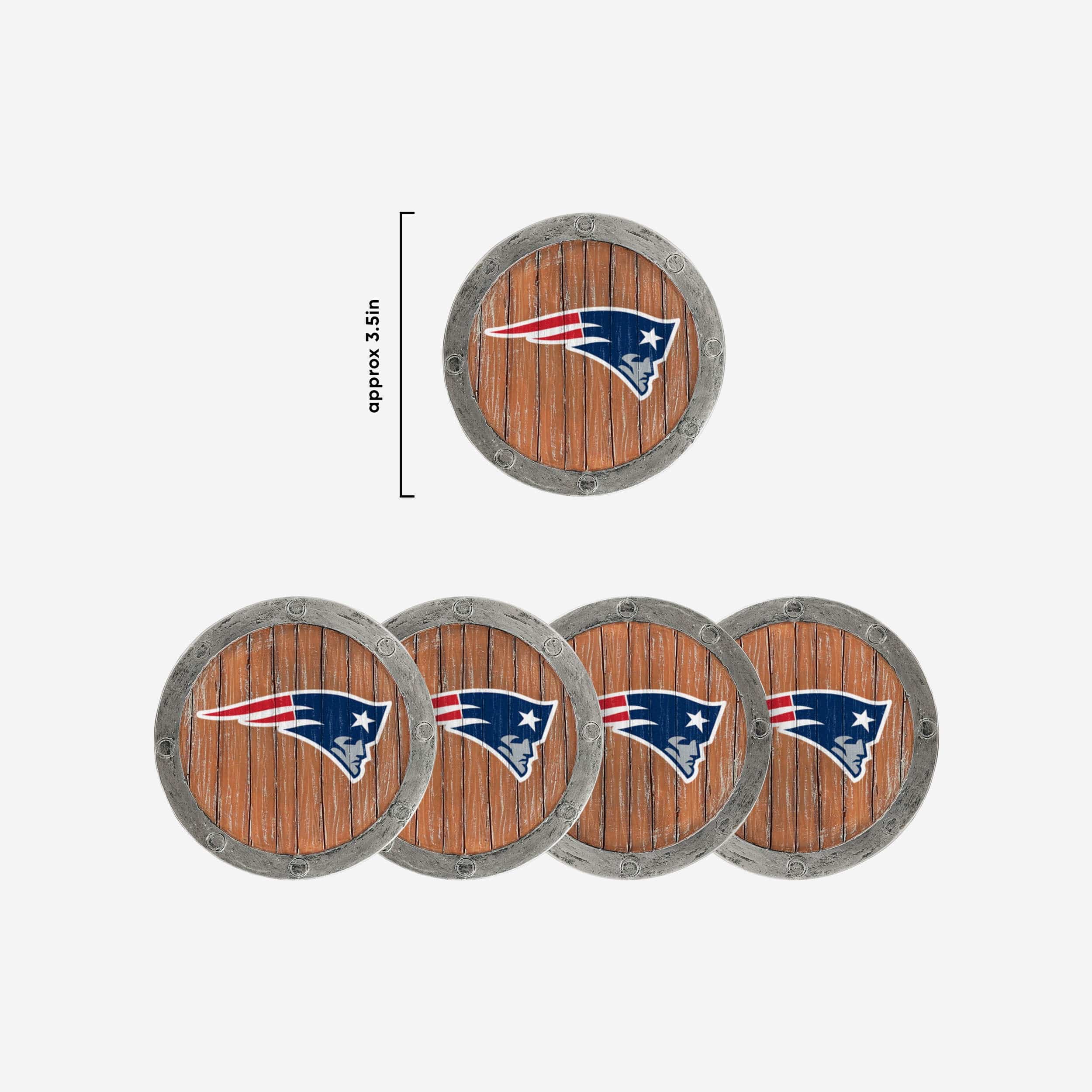 New England Patriots 5 Pack Barrel Coaster Set 5 New England Patriots 5 Pack Barrel Coaster Set