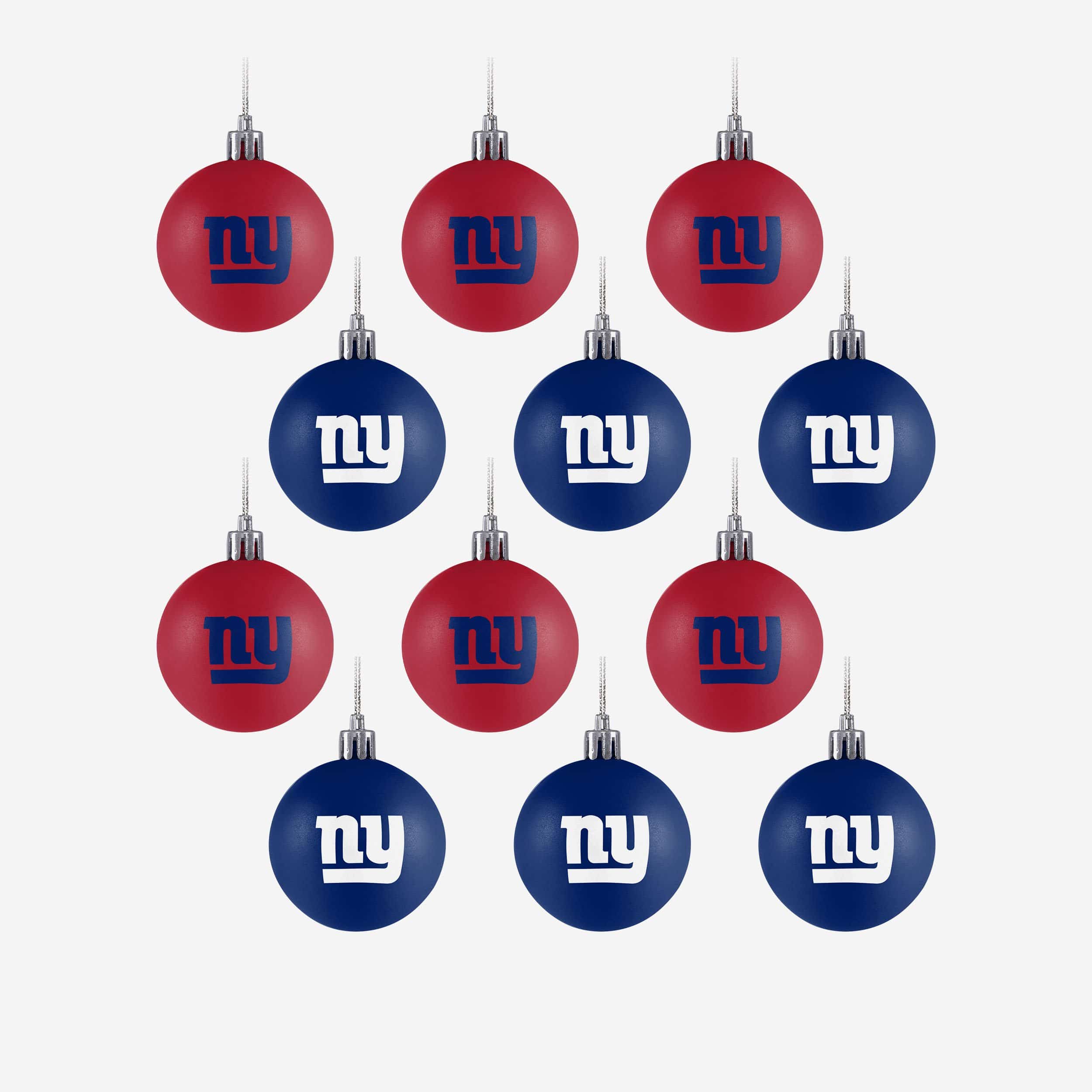 New York Giants 12 Pack Plastic Ball Ornament Set