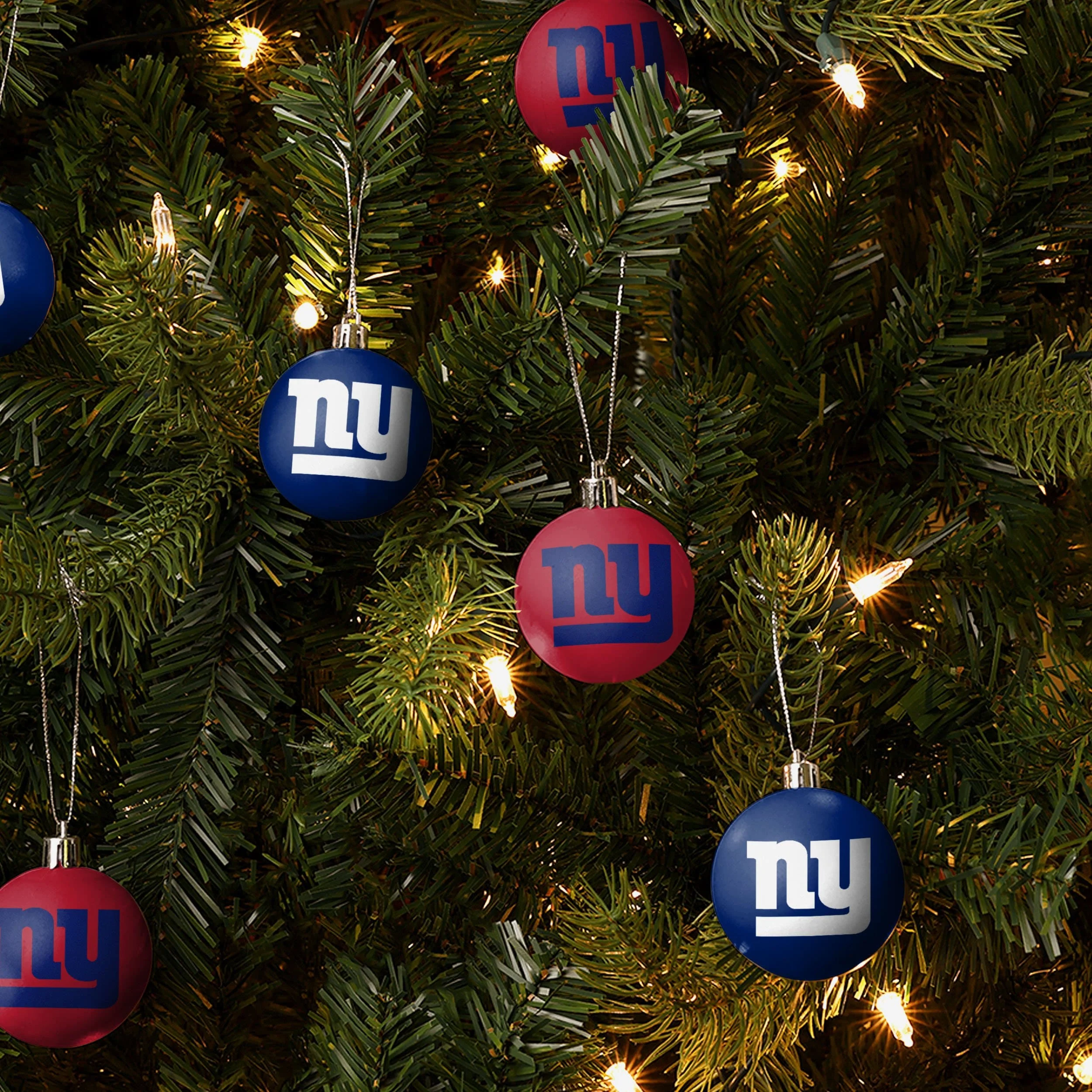 New York Giants 12 Pack Plastic Ball Ornament Set 2 New York Giants 12 Pack Plastic Ball Ornament Set