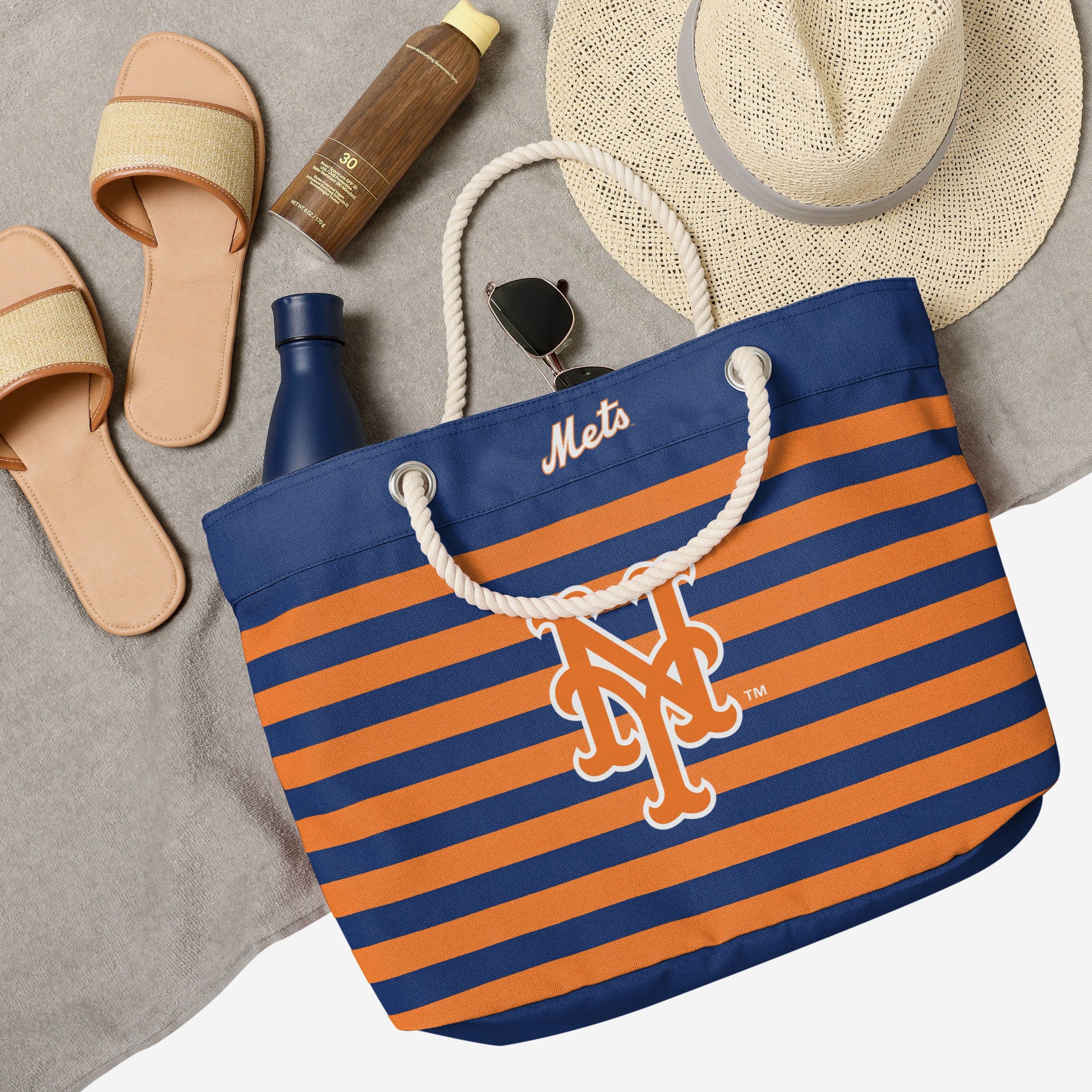 New York Mets Nautical Stripe Tote Bag 4 New York Mets Nautical Stripe Tote Bag