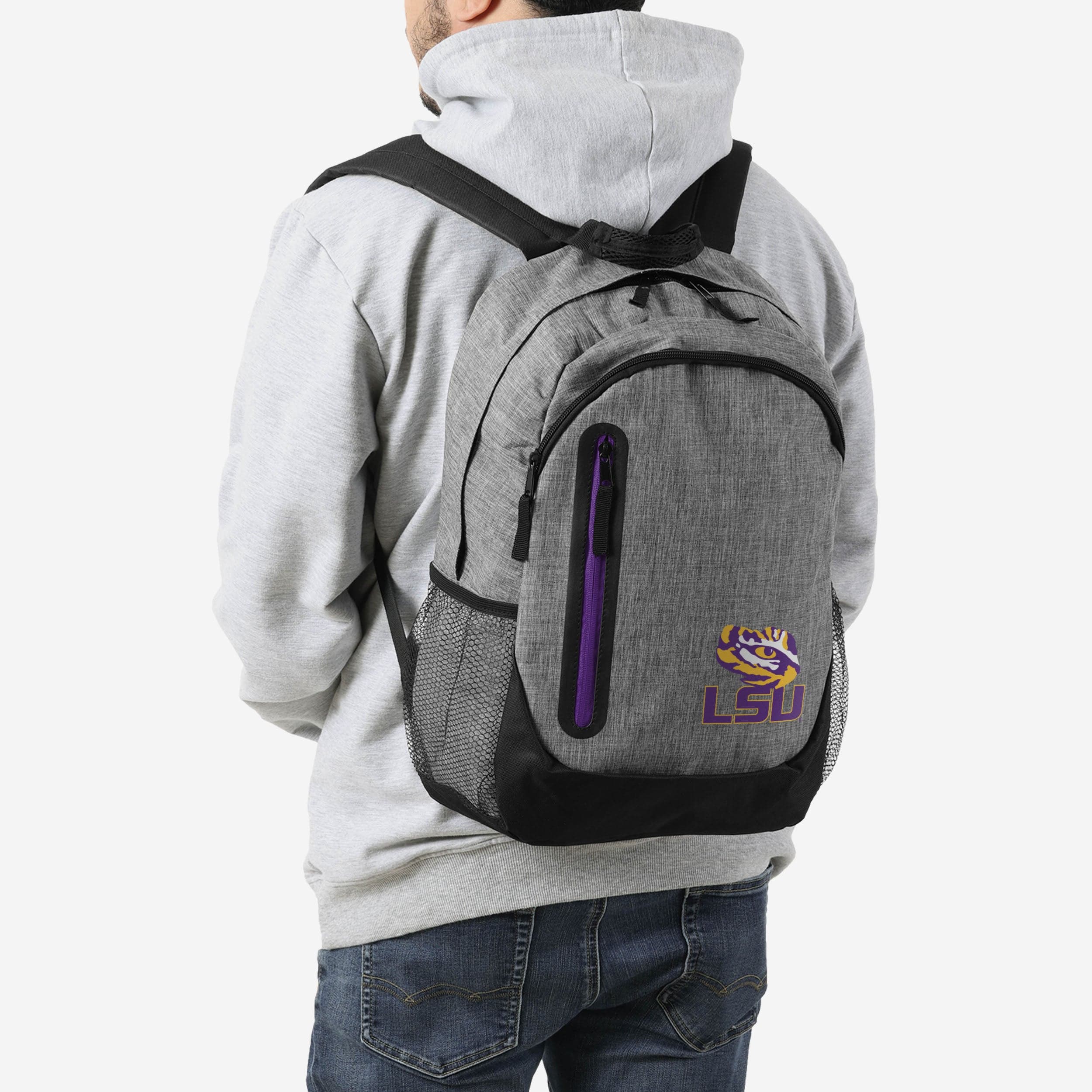 LSU Tigers Heather Grey Bold Color Backpack 5 LSU Tigers Heather Grey Bold Color Backpack