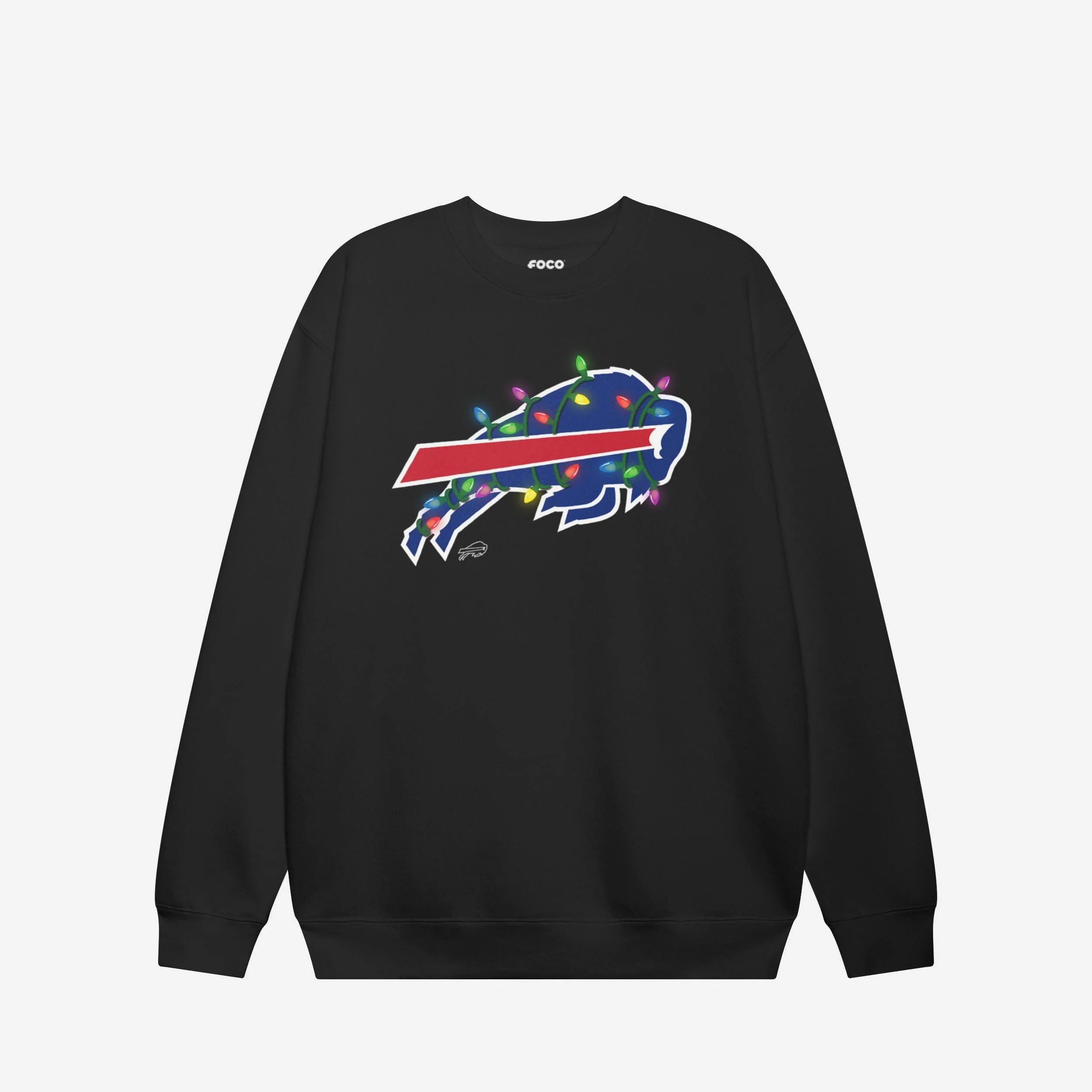 Buffalo Bills Primary Logo Holiday Lights Crew Neck Sweatshirt