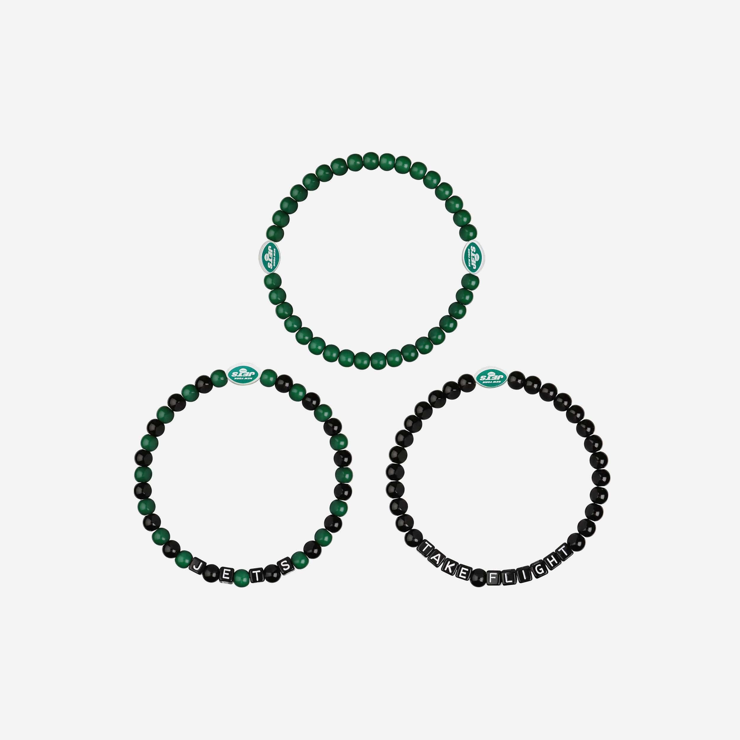 New York Jets 3 Pack Beaded Friendship Bracelet 3 New York Jets 3 Pack Beaded Friendship Bracelet