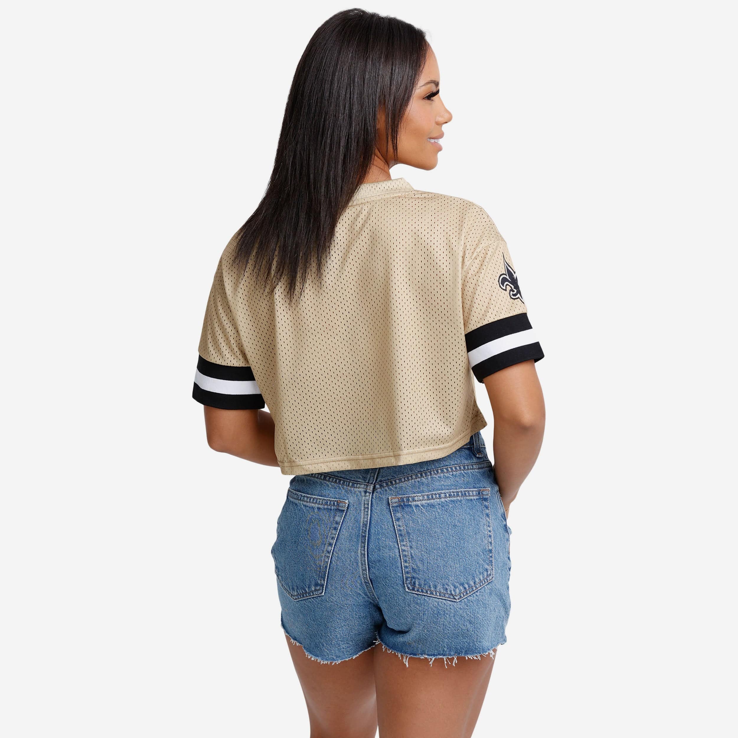 New Orleans Saints Womens Gameday Mesh Crop Top 2 New Orleans Saints Womens Gameday Mesh Crop Top