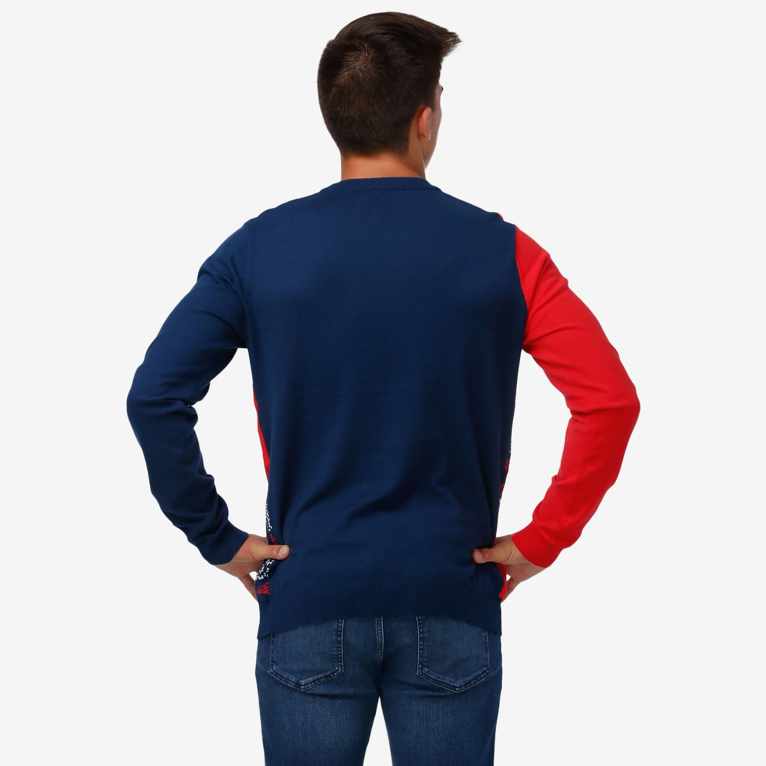 New England Patriots Busy Block Snowfall Sweater 2 New England Patriots Busy Block Snowfall Sweater
