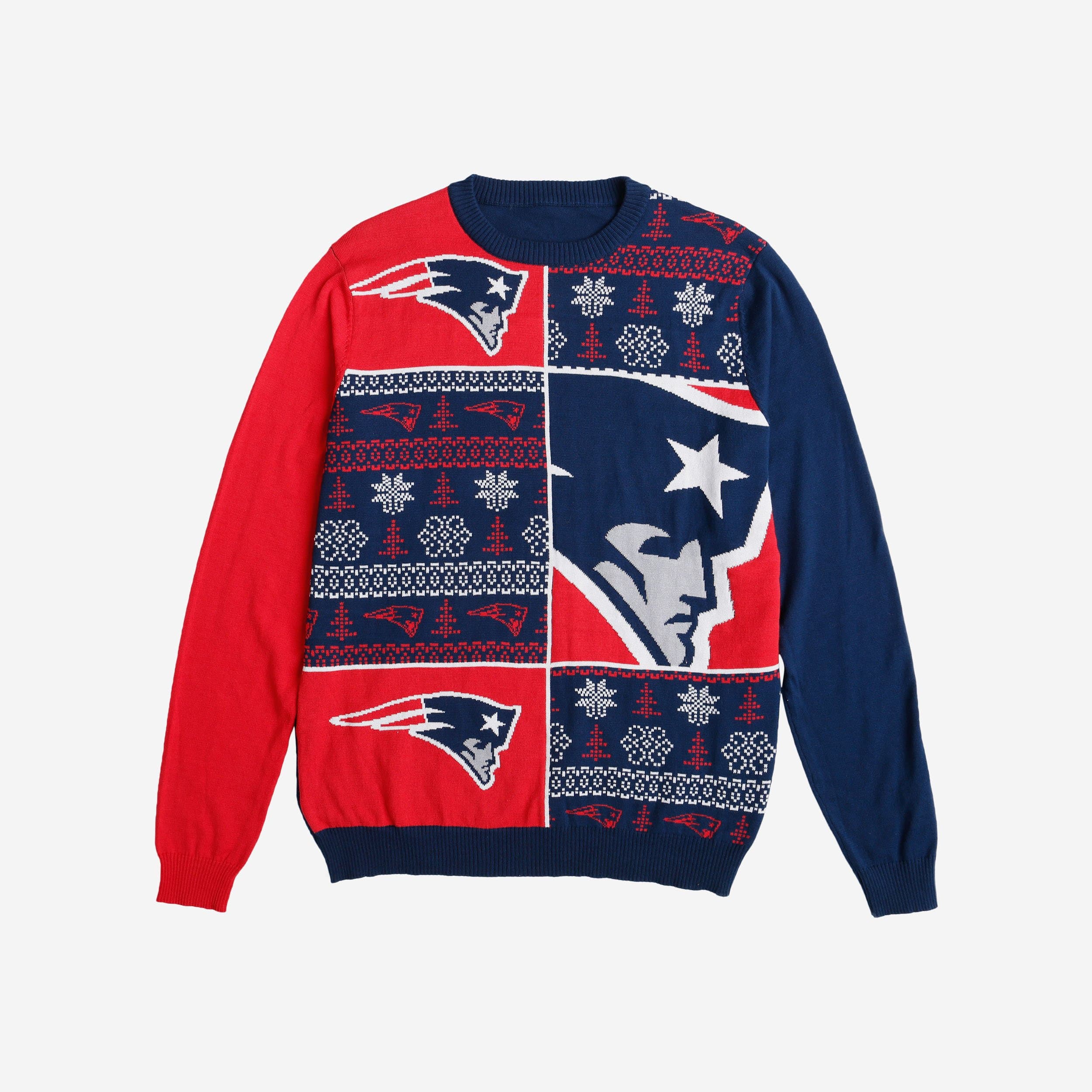 New England Patriots Busy Block Snowfall Sweater 3 New England Patriots Busy Block Snowfall Sweater