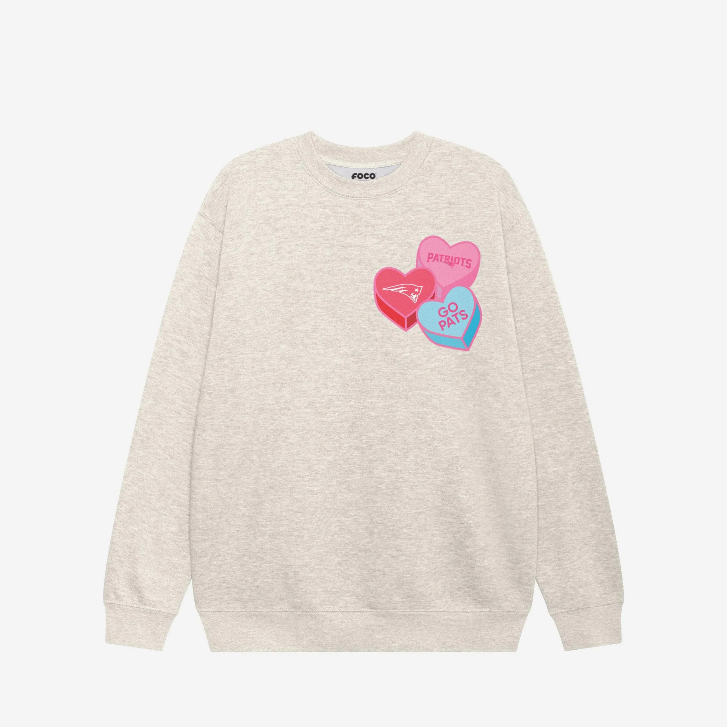 New England Patriots Candy Heart Crew Neck Sweatshirt
