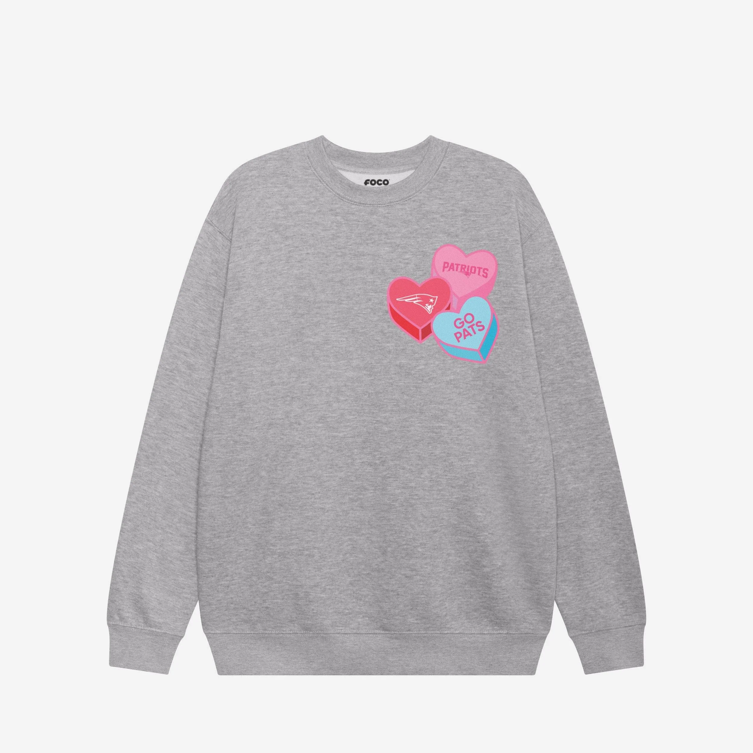 New England Patriots Candy Heart Crew Neck Sweatshirt 3 New England Patriots Candy Heart Crew Neck Sweatshirt