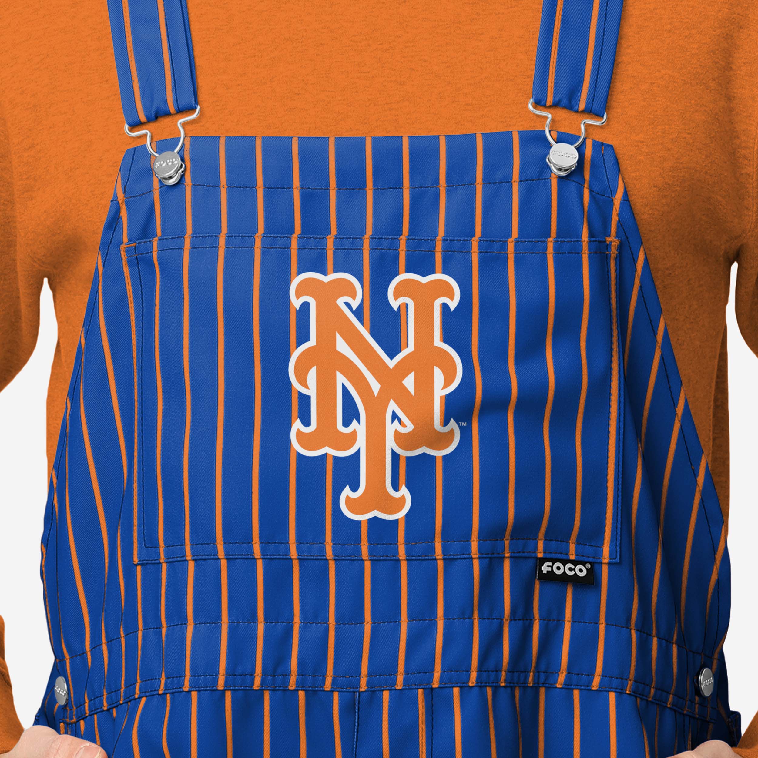 New York Mets Mens Pinstripe Bib Shortalls 3 New York Mets Mens Pinstripe Bib Shortalls