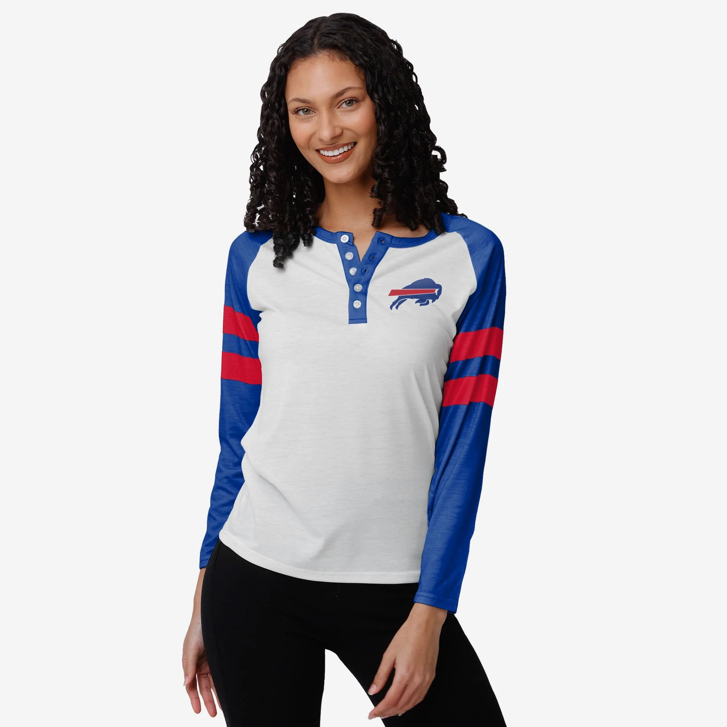 Buffalo Bills Womens Big Logo Long Sleeve Henley