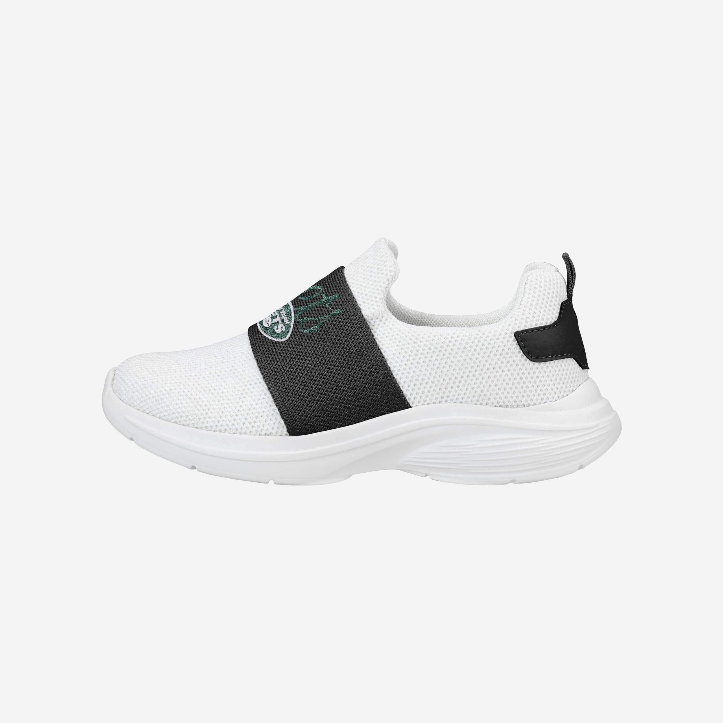 New York Jets Womens Script Wordmark White Slip On Sneakers