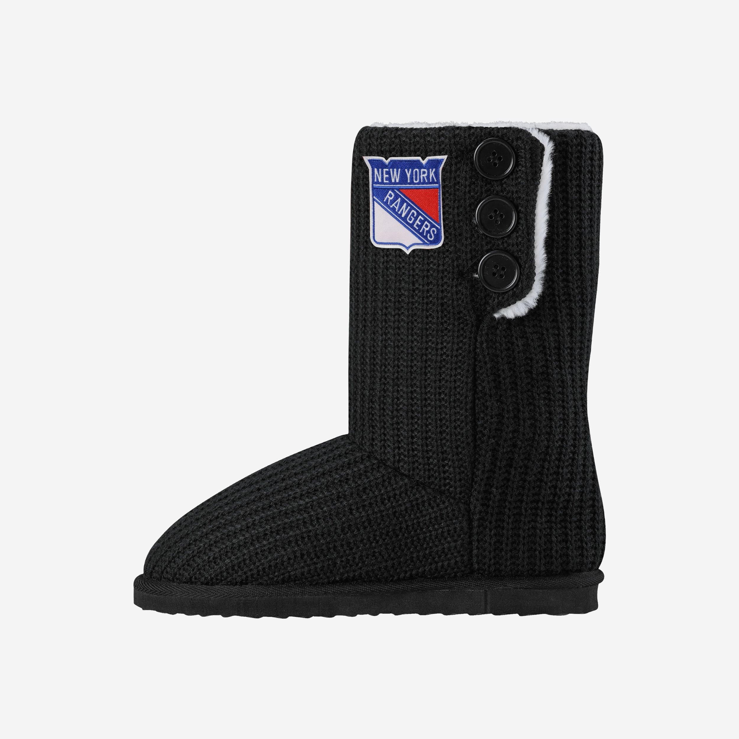 New York Rangers Knit High End Button Boot Slipper