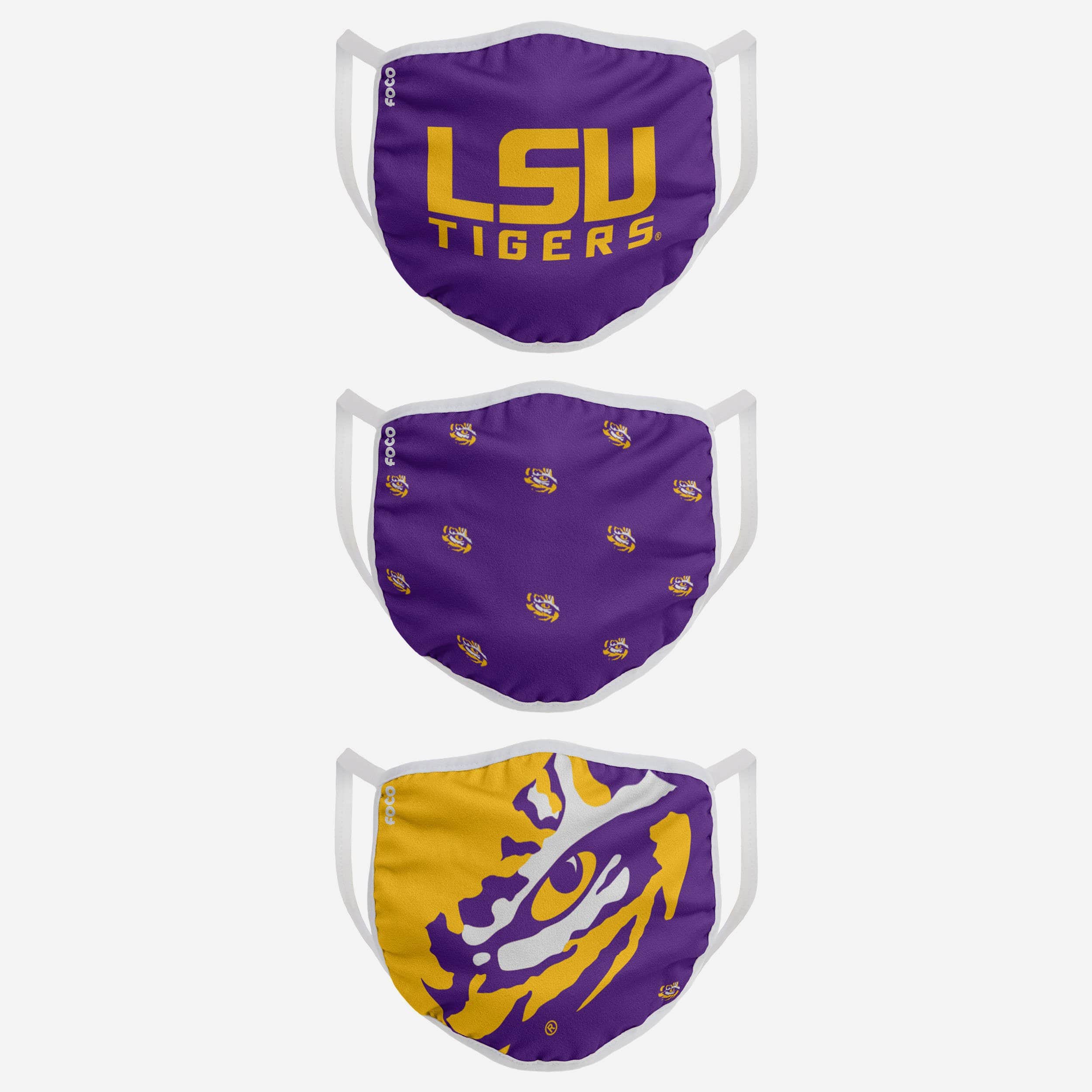 LSU Tigers 3 Pack Face Cover 2 LSU Tigers 3 Pack Face Cover