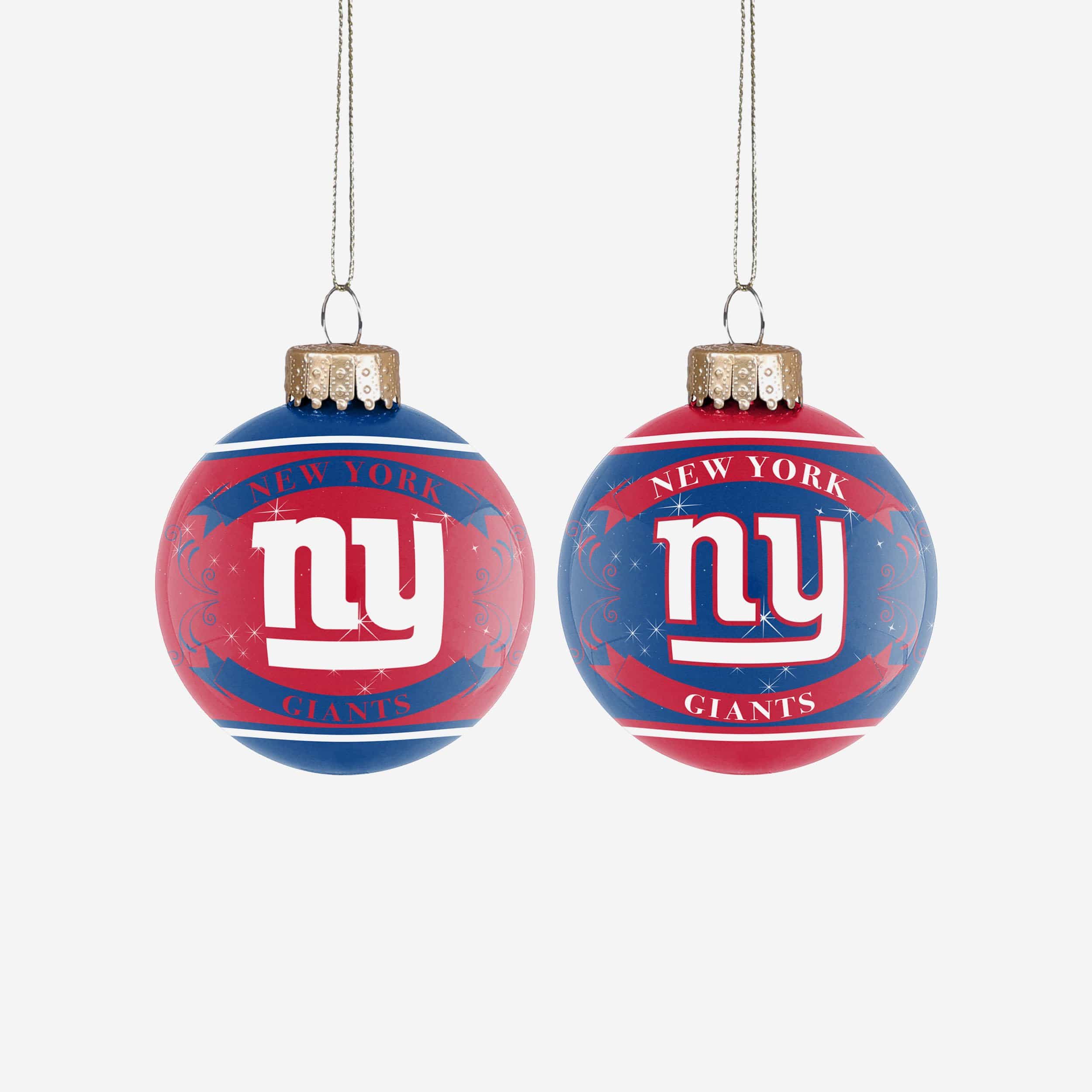 New York Giants 2 Pack Ball Ornament Set