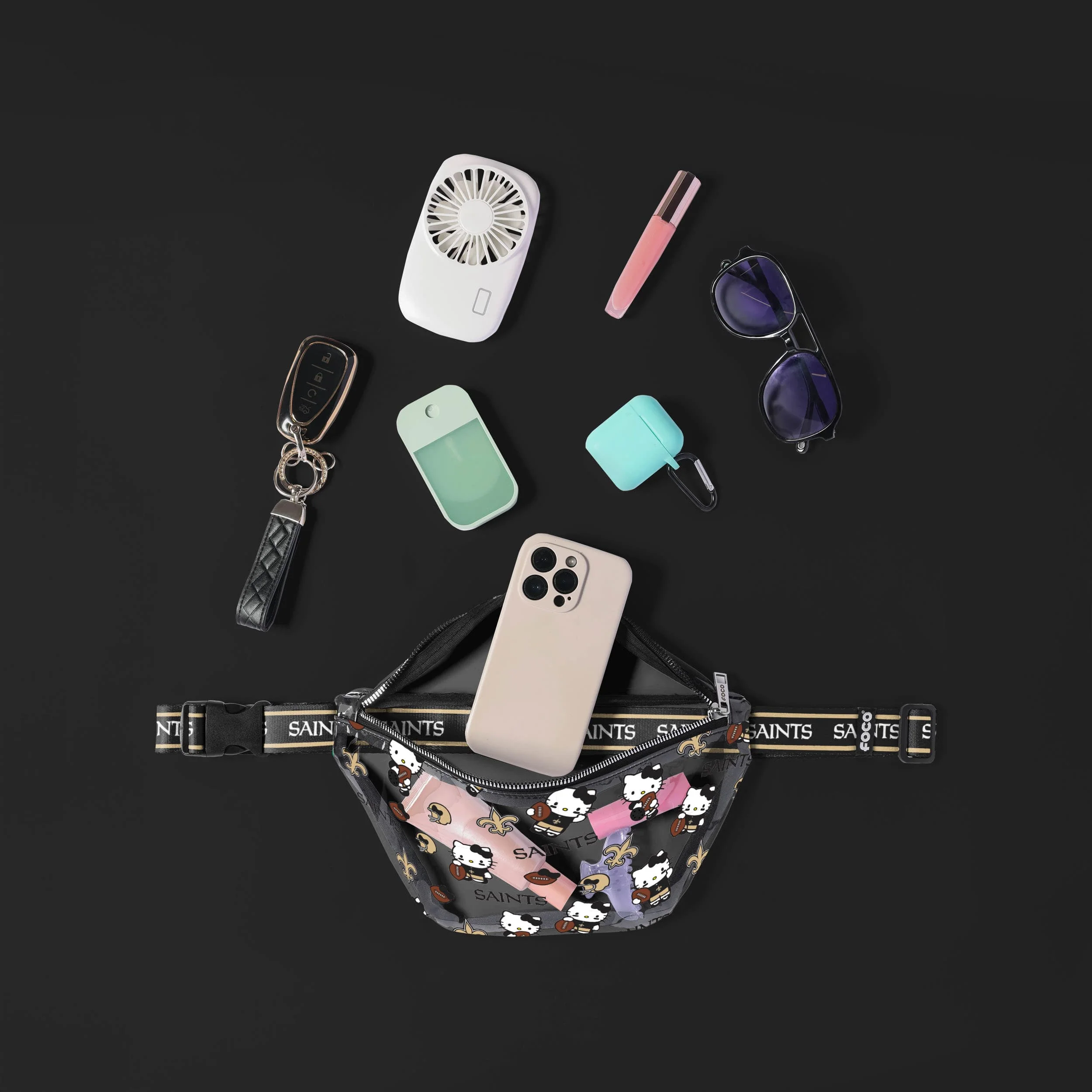 New Orleans Saints Hello Kitty® Clear Fanny Pack 3 New Orleans Saints Hello Kitty® Clear Fanny Pack