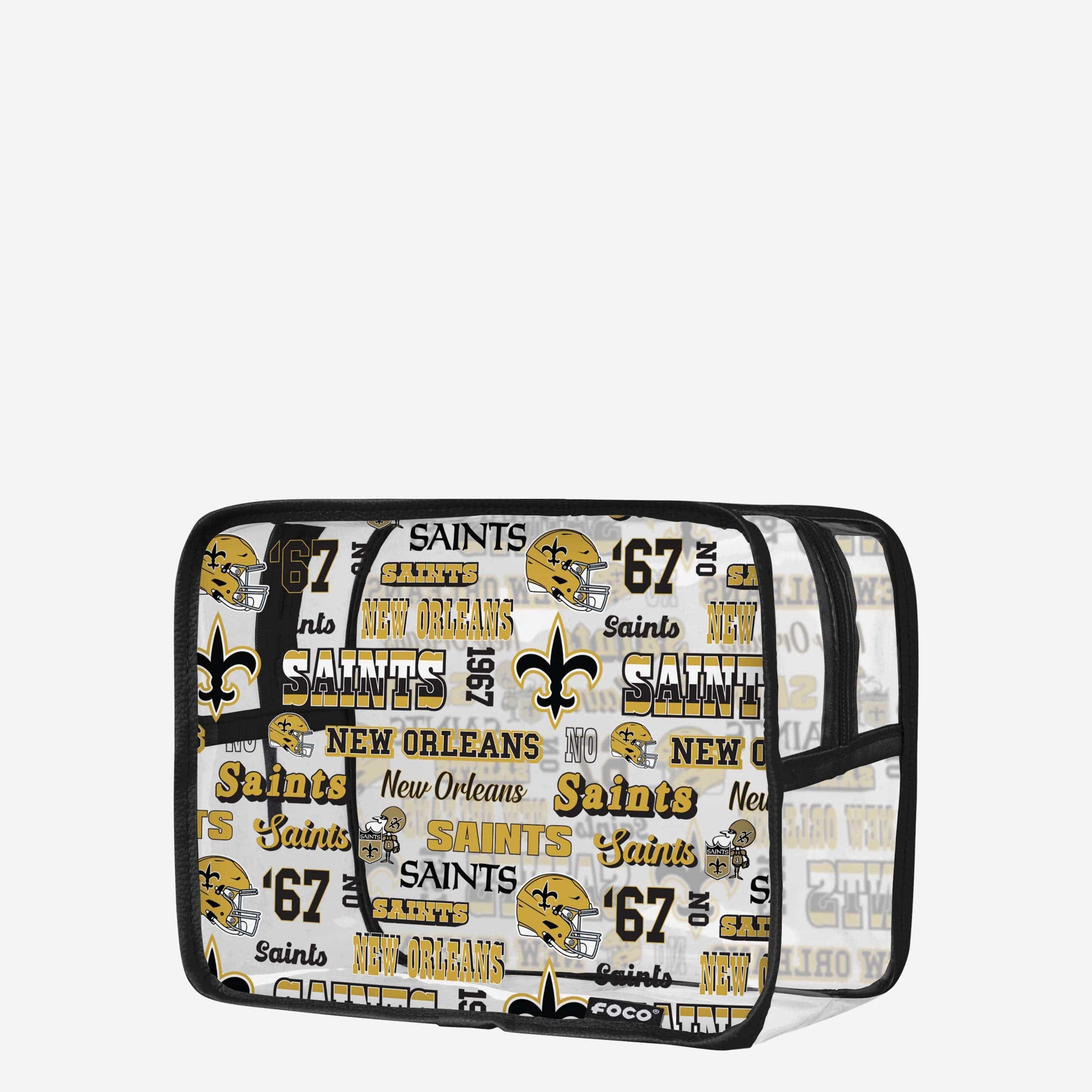 New Orleans Saints Repeat Retro Print Clear Cosmetic Bag 1 New Orleans Saints Repeat Retro Print Clear Cosmetic Bag