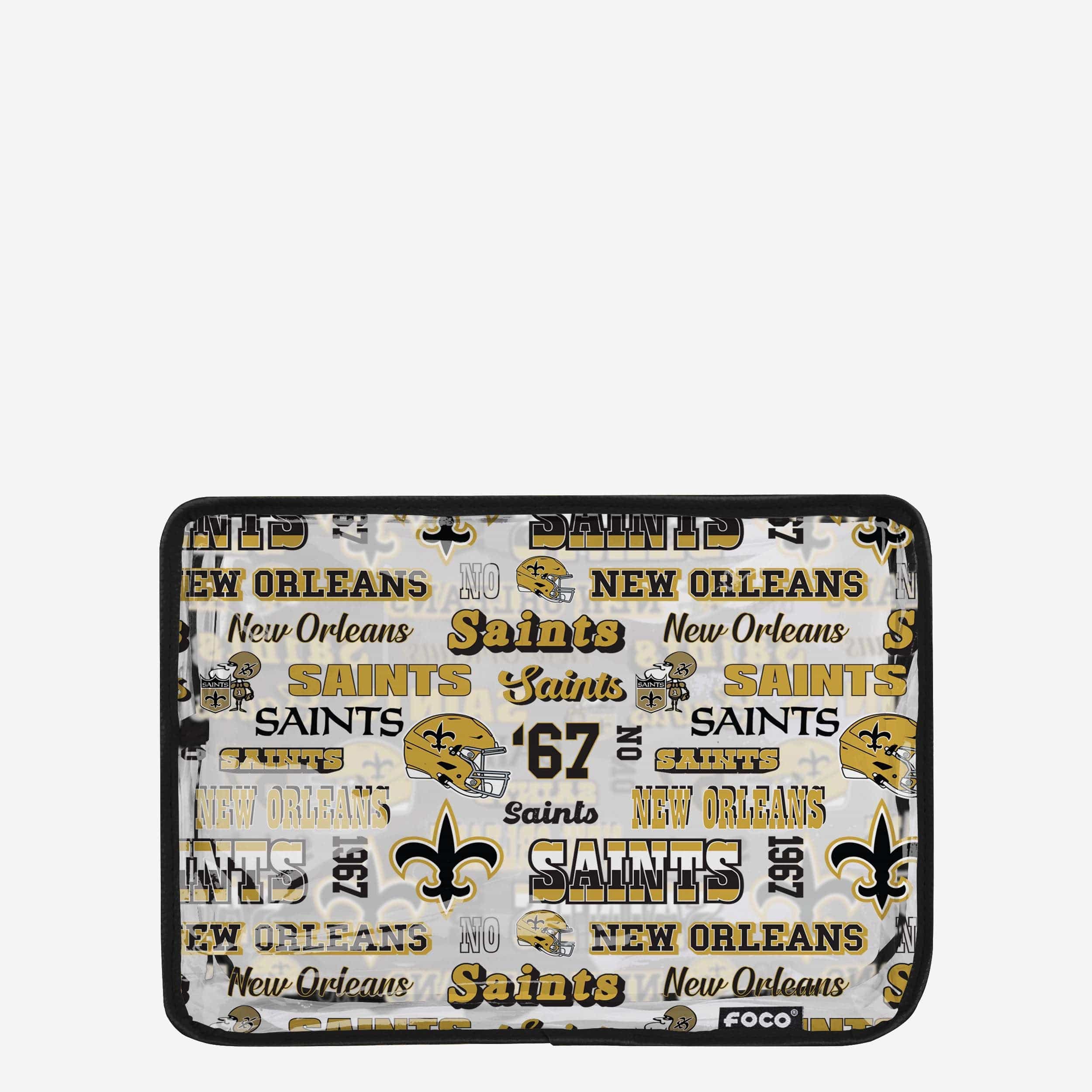New Orleans Saints Repeat Retro Print Clear Cosmetic Bag 3 New Orleans Saints Repeat Retro Print Clear Cosmetic Bag