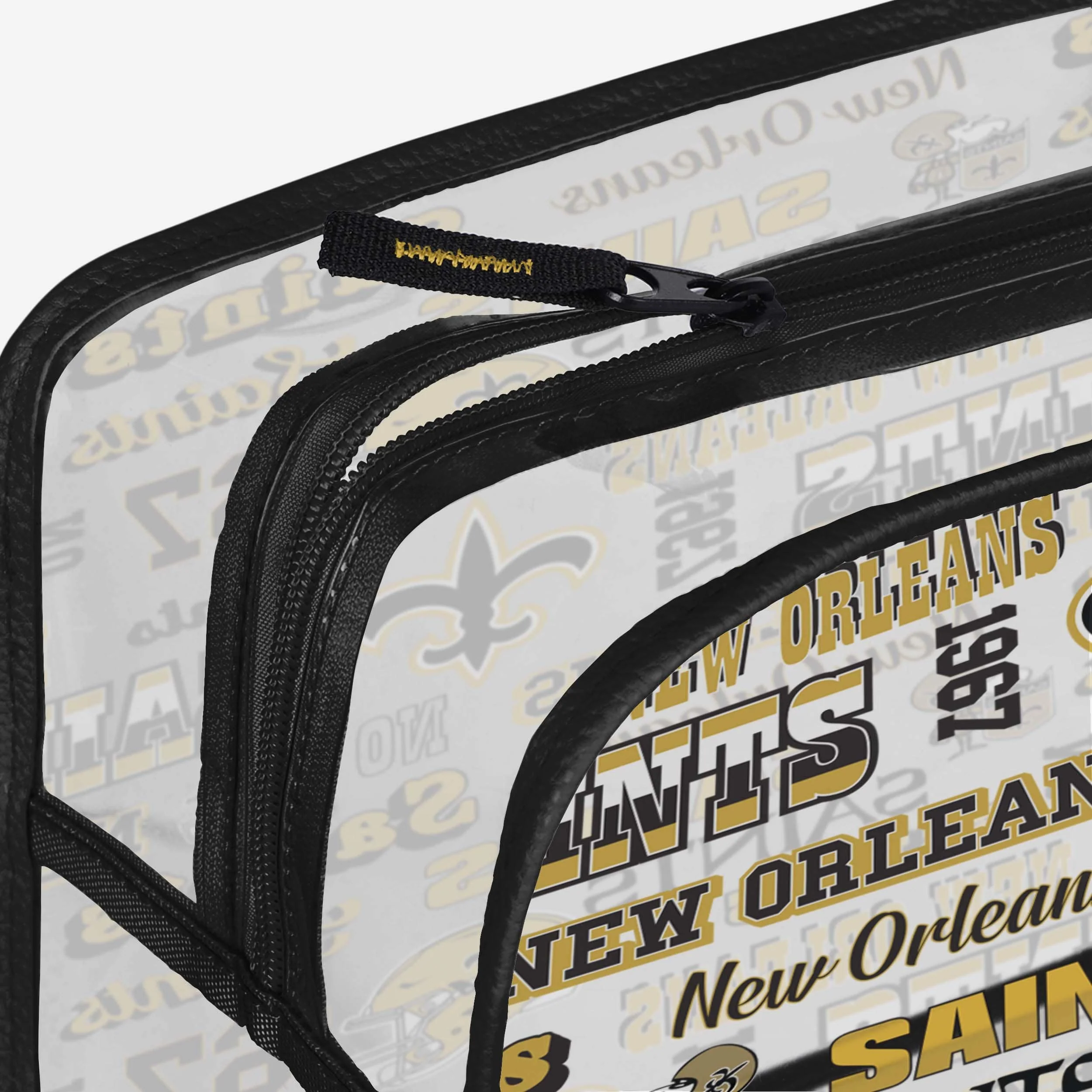 New Orleans Saints Repeat Retro Print Clear Cosmetic Bag 4 New Orleans Saints Repeat Retro Print Clear Cosmetic Bag