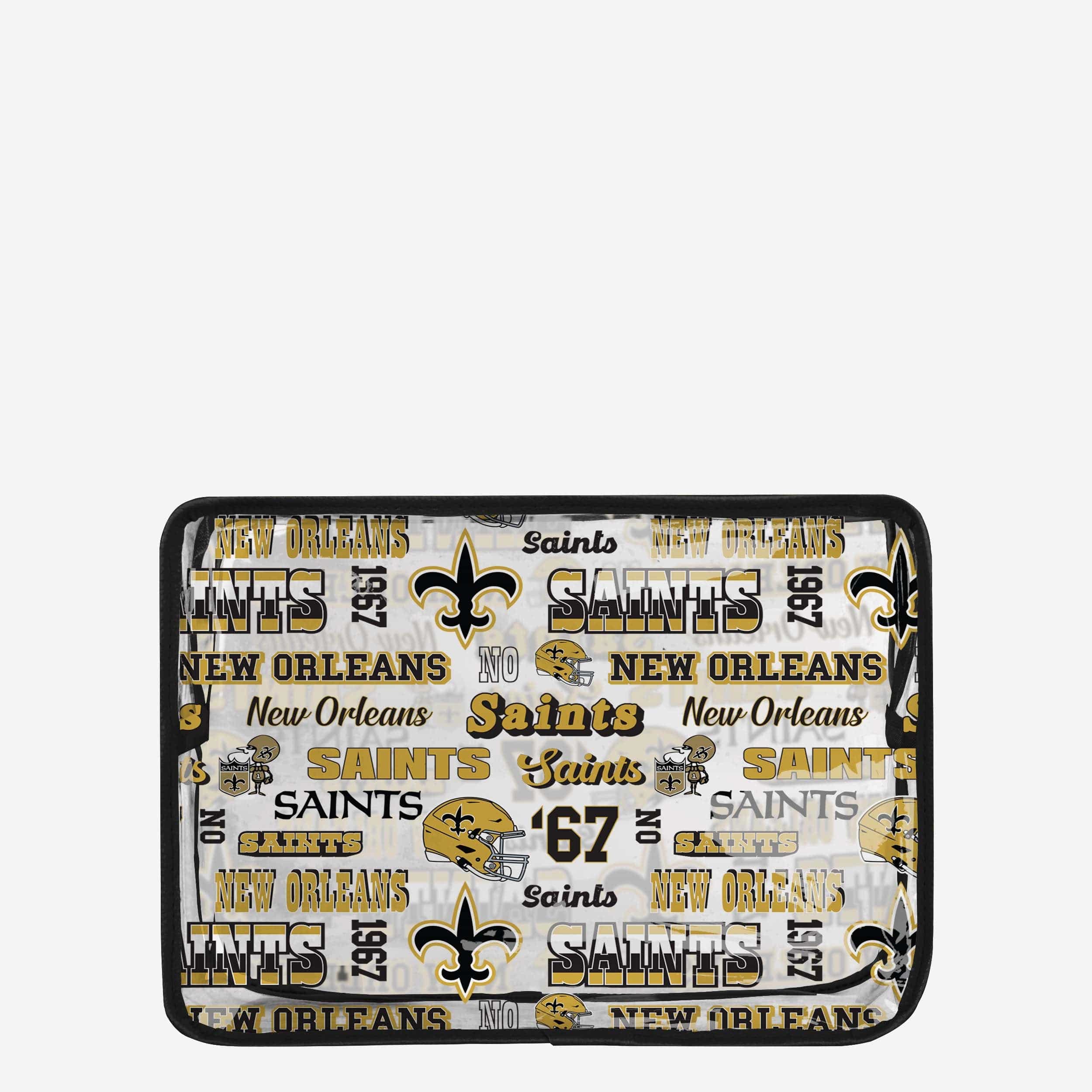 New Orleans Saints Repeat Retro Print Clear Cosmetic Bag 5 New Orleans Saints Repeat Retro Print Clear Cosmetic Bag