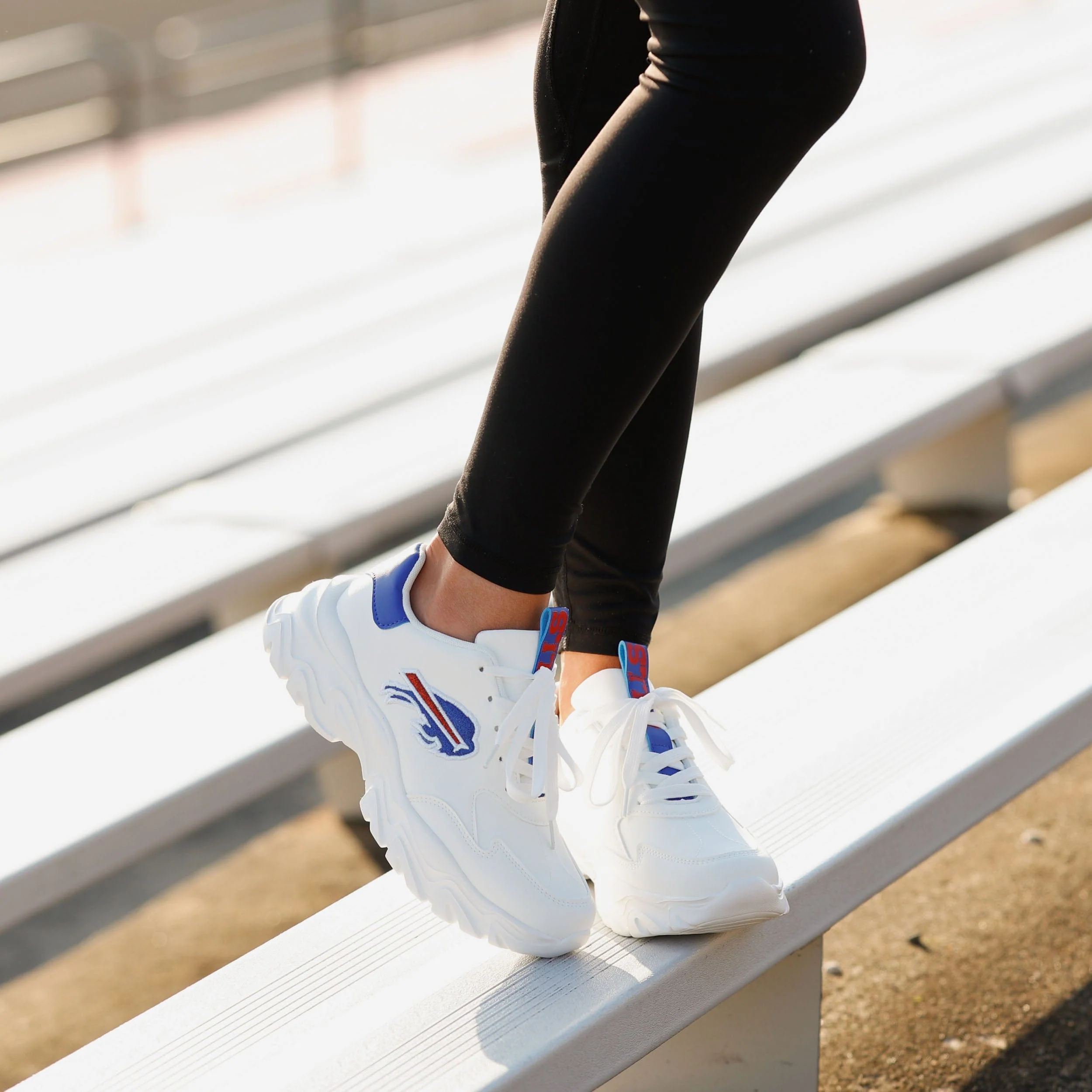 Buffalo Bills Womens Glitter Big Logo Vintage White Chunky Sneaker 3 Buffalo Bills Womens Glitter Big Logo Vintage White Chunky Sneaker