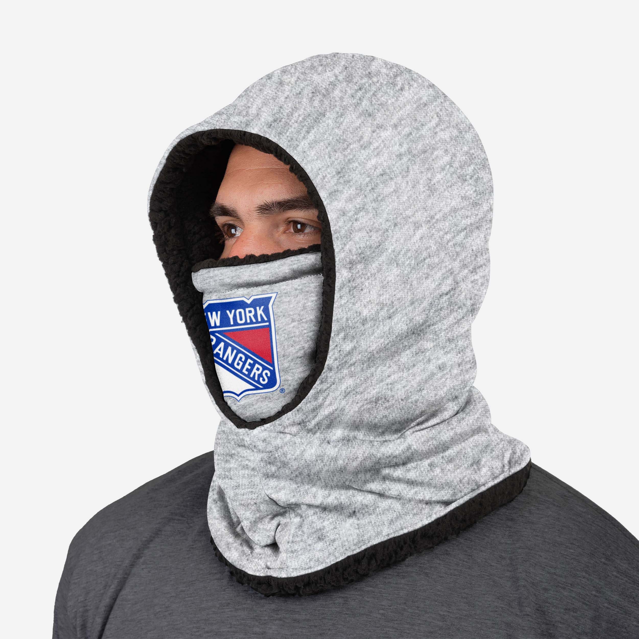 New York Rangers Heather Grey Big Logo Hooded Gaiter 2 New York Rangers Heather Grey Big Logo Hooded Gaiter