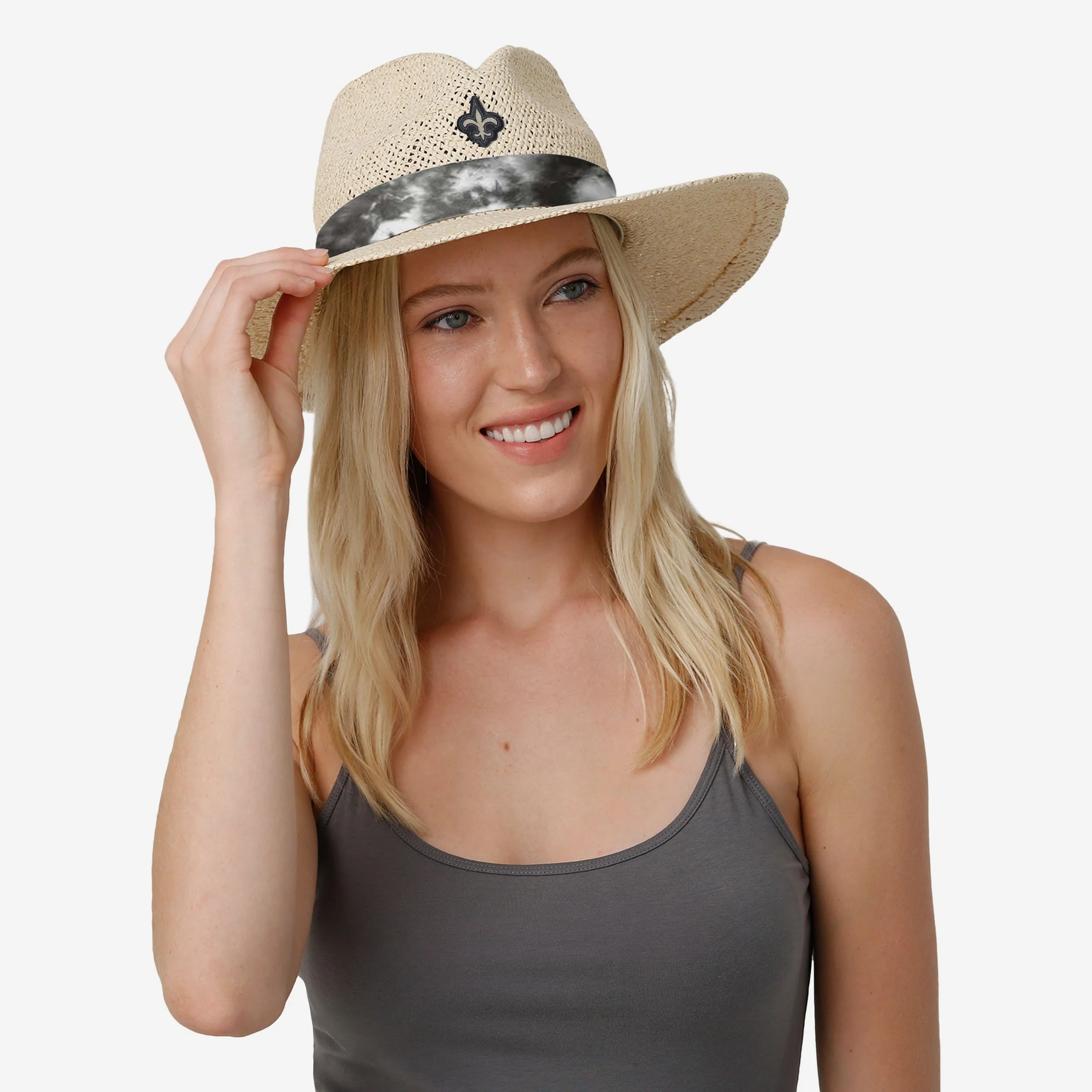 New Orleans Saints Womens Tie-Dye Ribbon Straw Hat 2 New Orleans Saints Womens Tie-Dye Ribbon Straw Hat