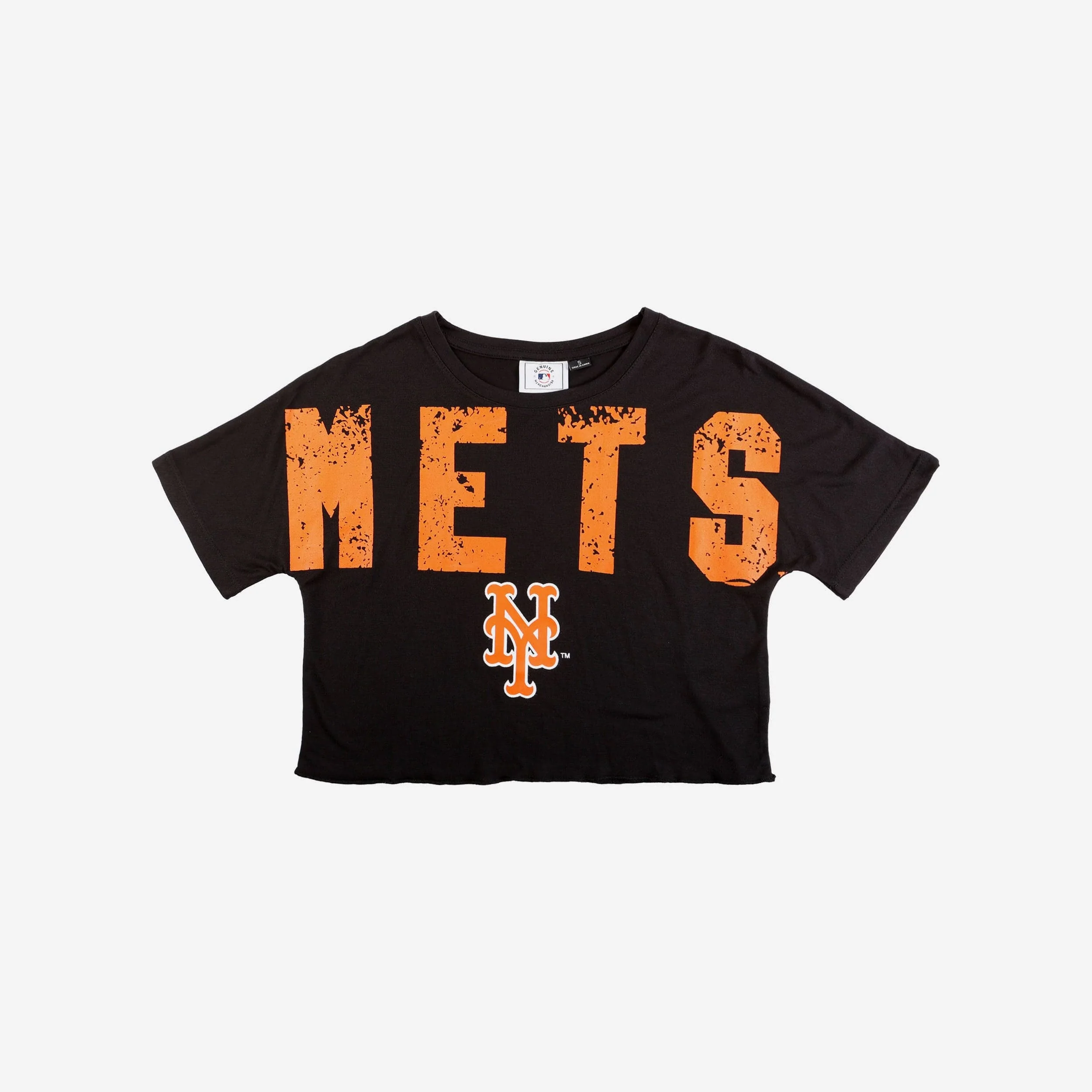 New York Mets Womens Petite Distressed Wordmark Crop Top 3 New York Mets Womens Petite Distressed Wordmark Crop Top
