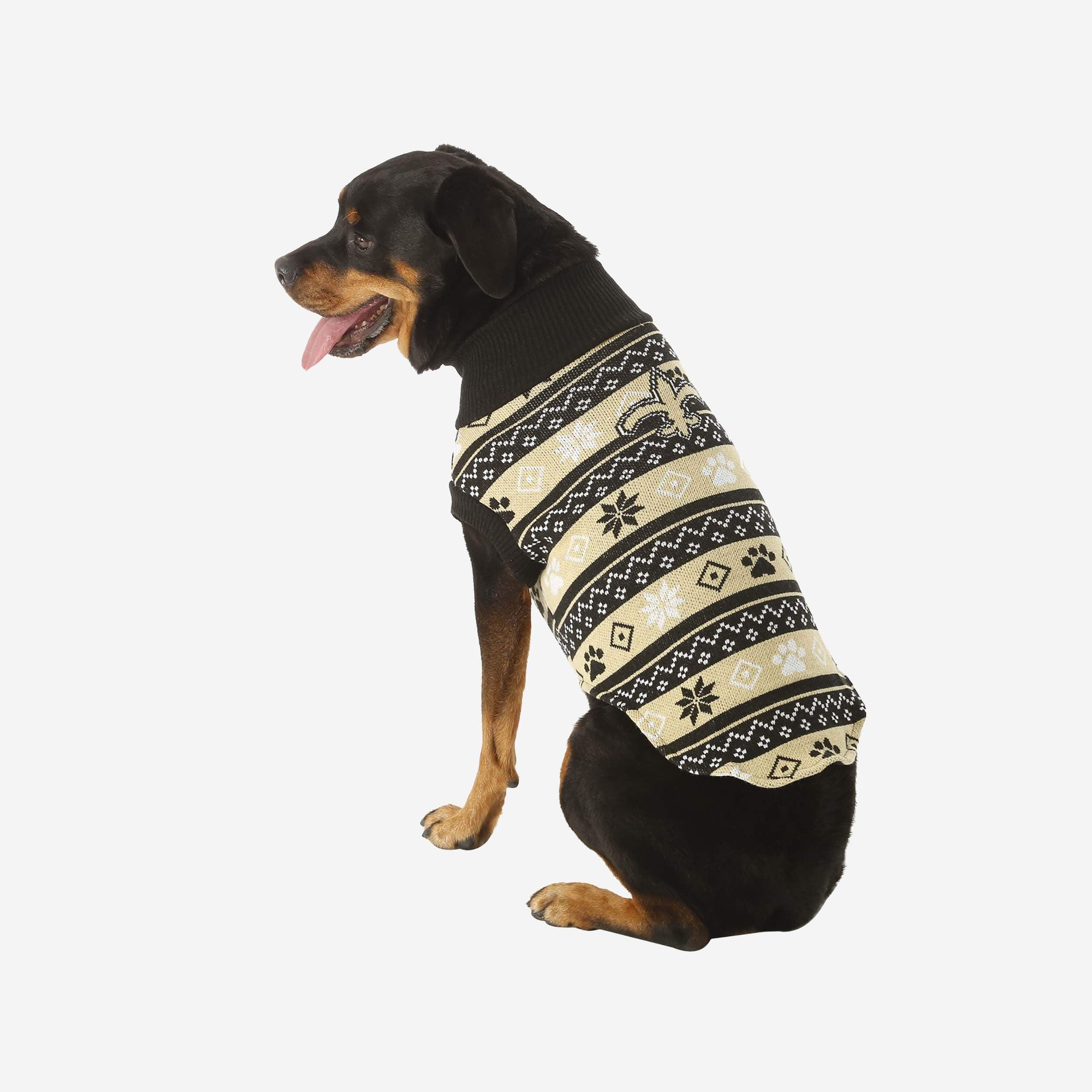 New Orleans Saints Knitted Holiday Dog Sweater 1 New Orleans Saints Knitted Holiday Dog Sweater