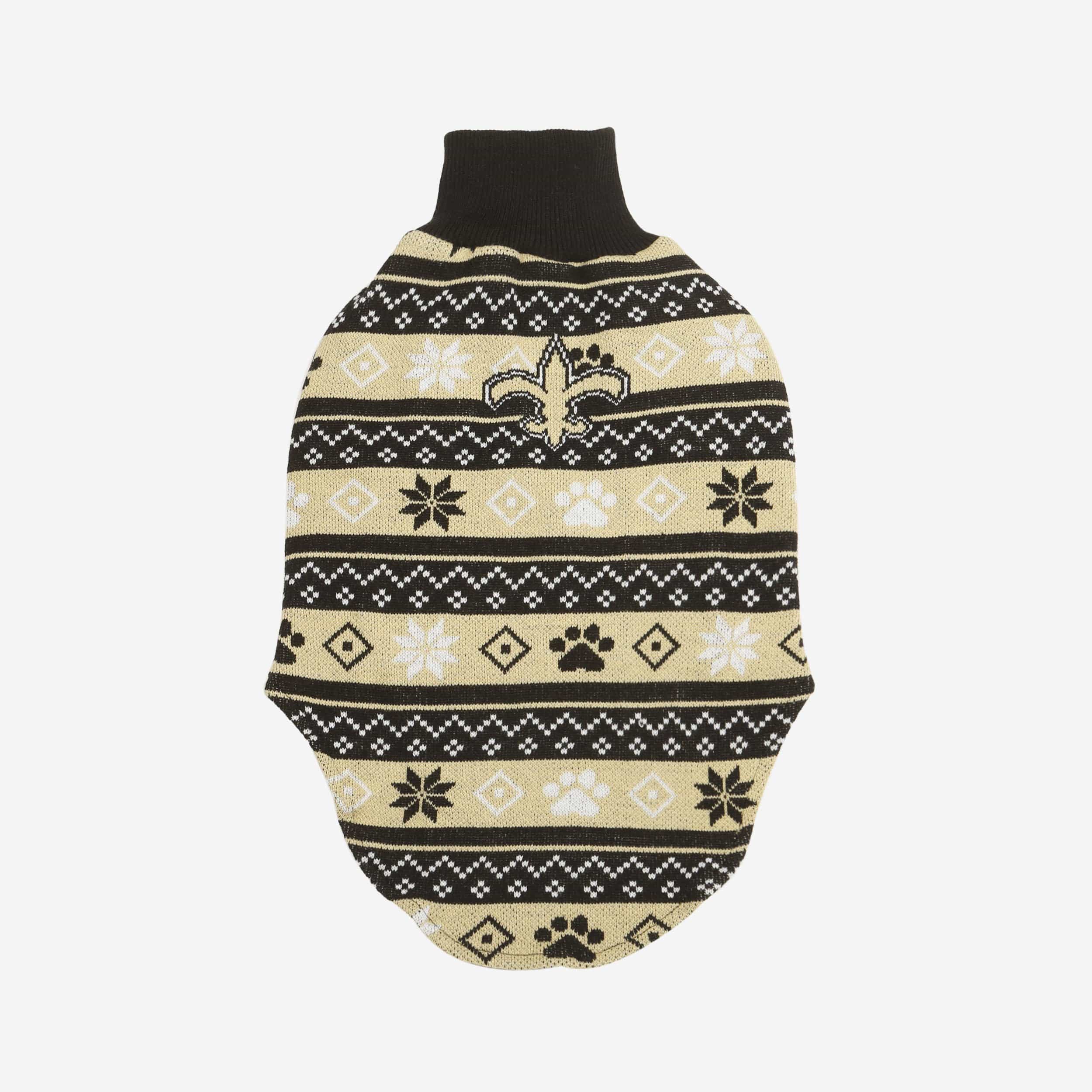 New Orleans Saints Knitted Holiday Dog Sweater 2 New Orleans Saints Knitted Holiday Dog Sweater