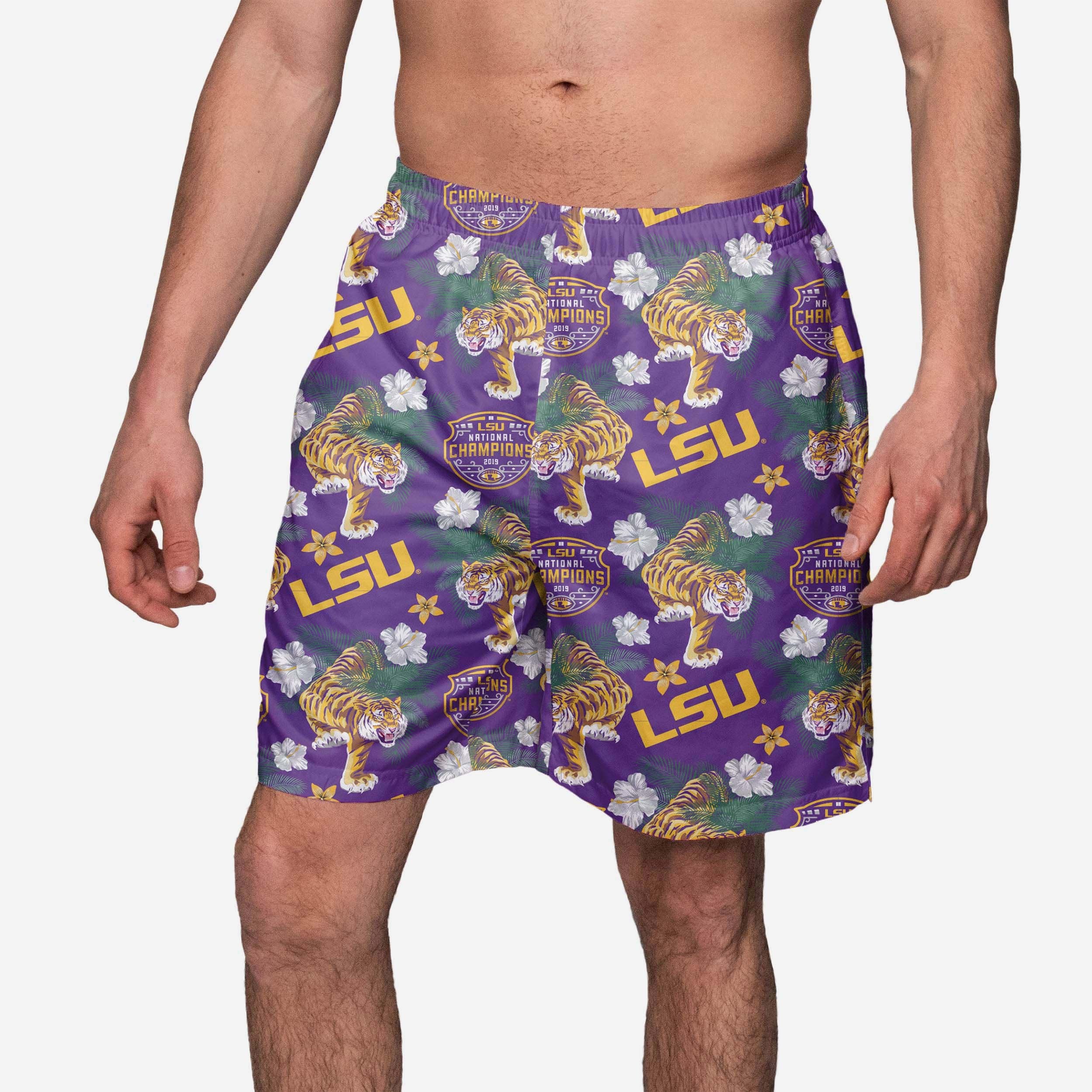 LSU Tigers 2019 Football National Champions Wildlife Swimming Trunks