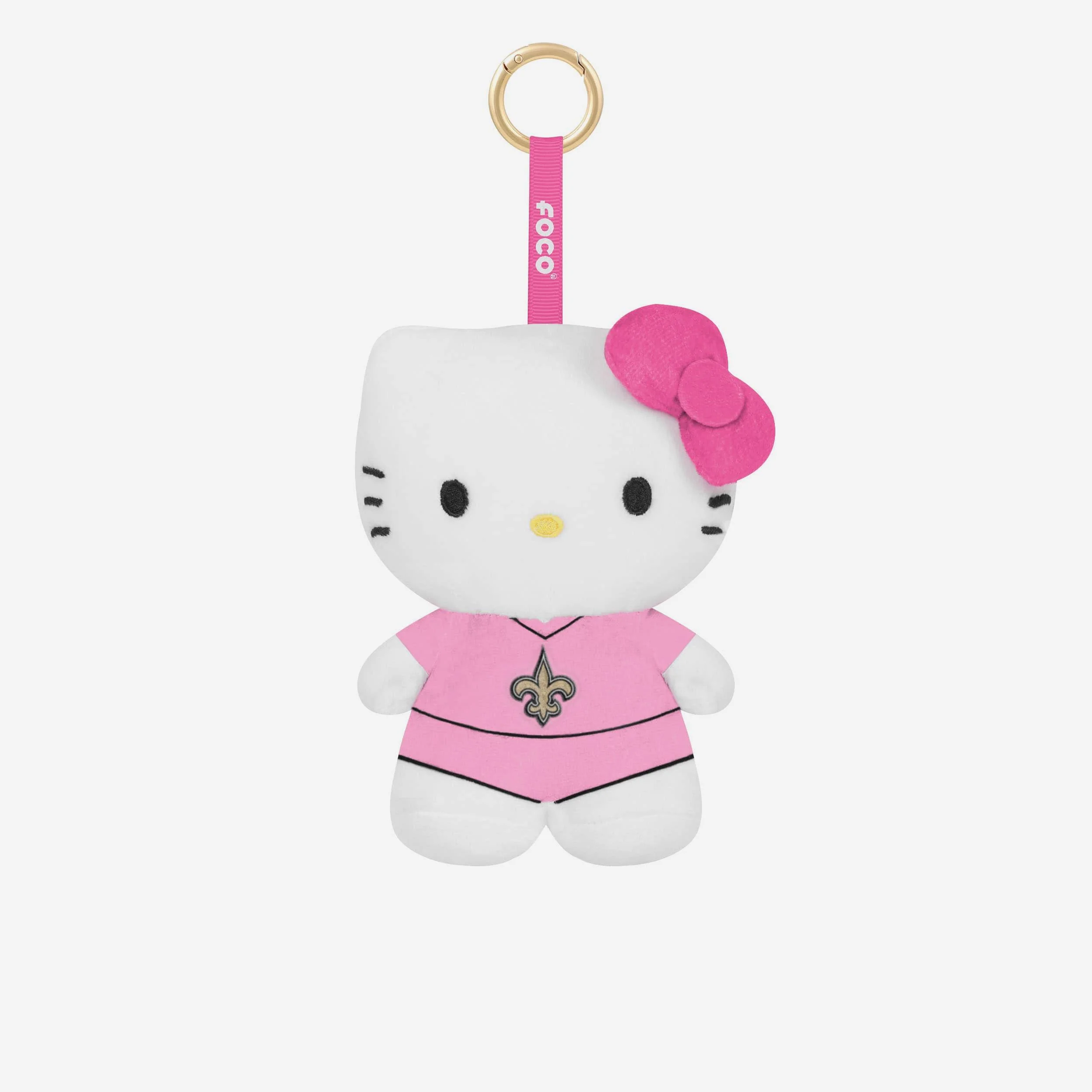 New Orleans Saints Plush Hello Kitty® Pink Bag Charm Keychain
