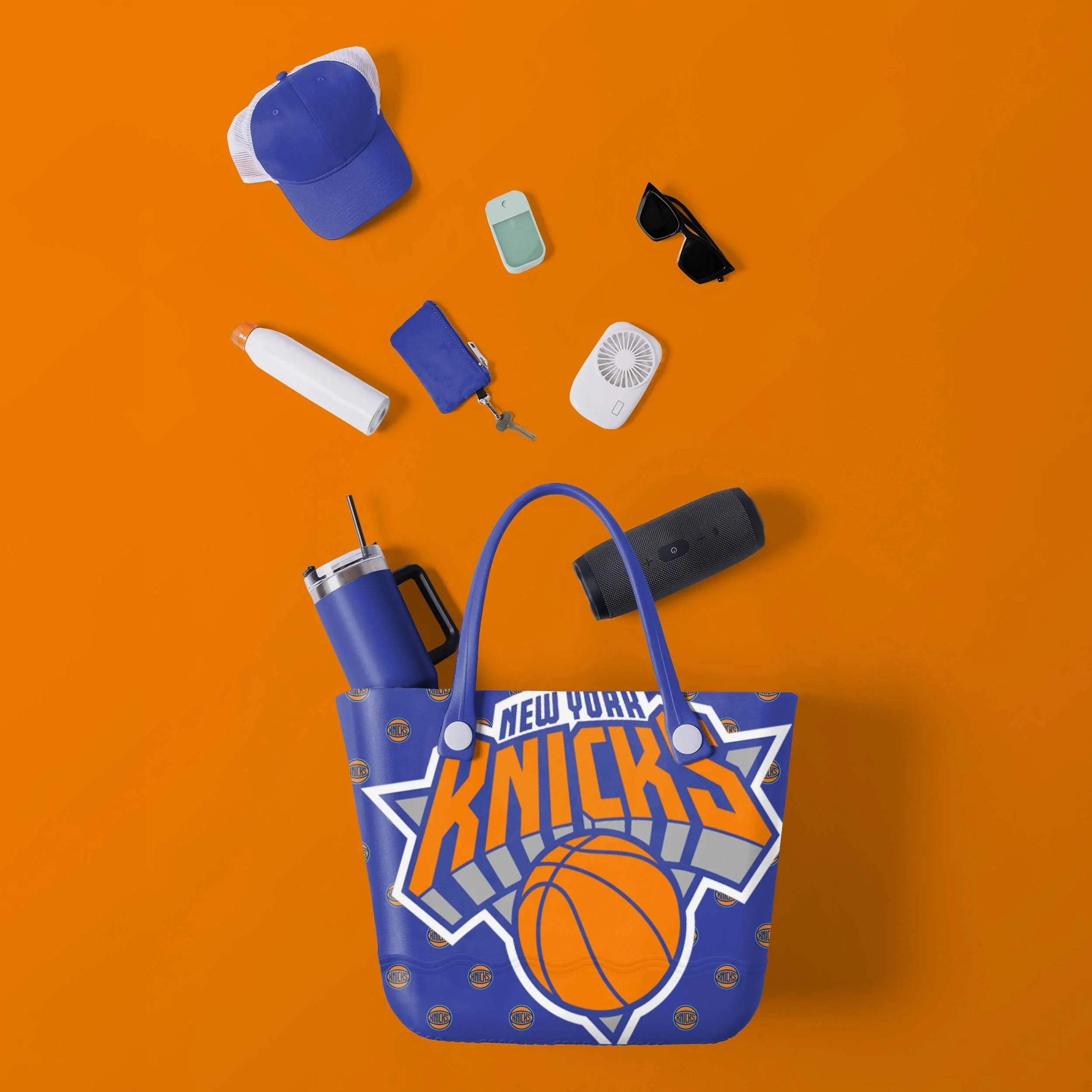 New York Knicks Big Logo Mini Print Tailgate Tote Bag 2 New York Knicks Big Logo Mini Print Tailgate Tote Bag