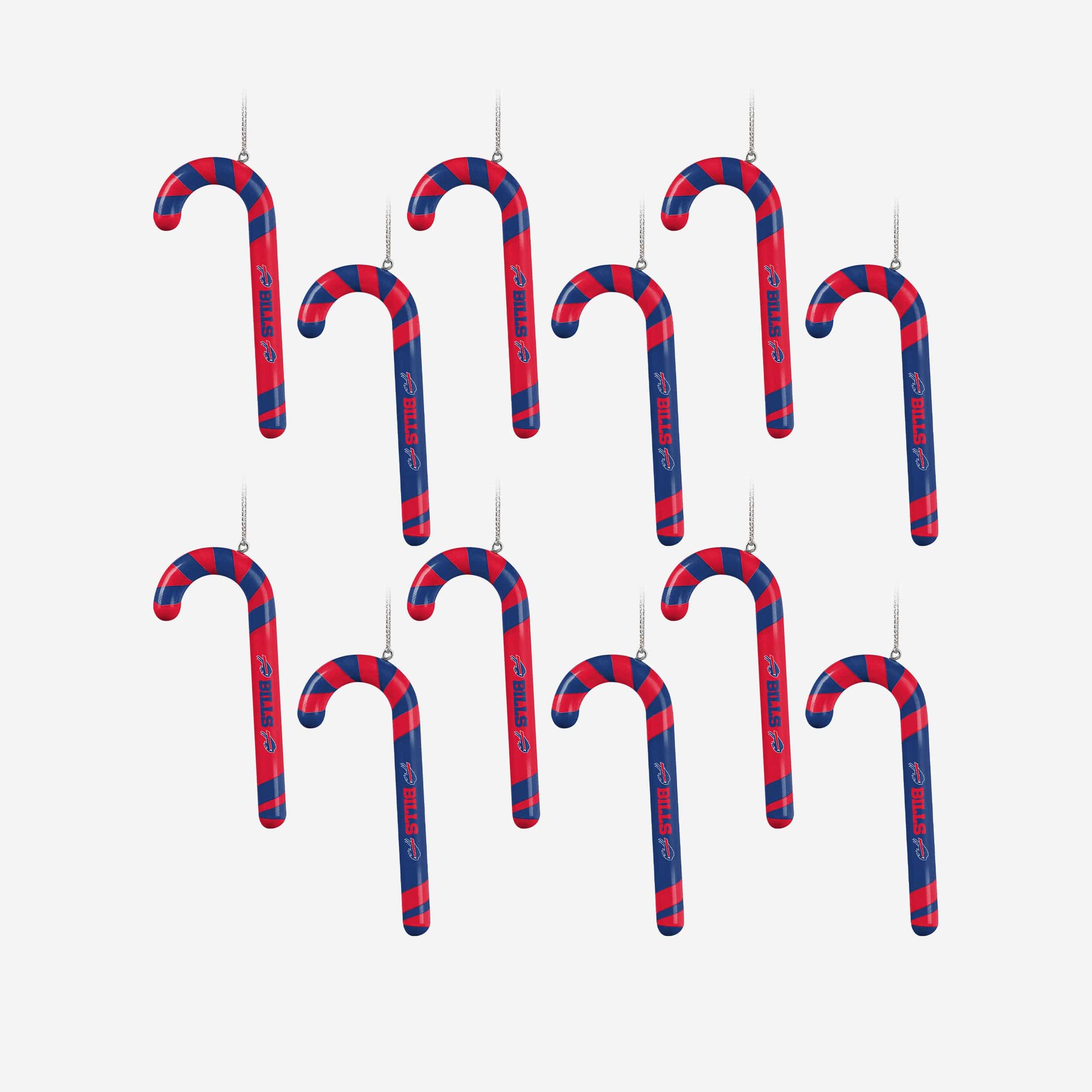 Buffalo Bills 12 Pack Candy Cane Ornament Set