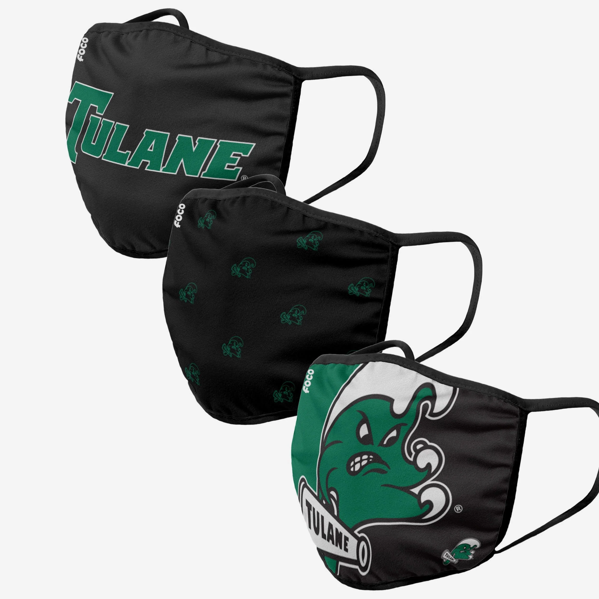 Tulane Green Wave 3 Pack Face Cover
