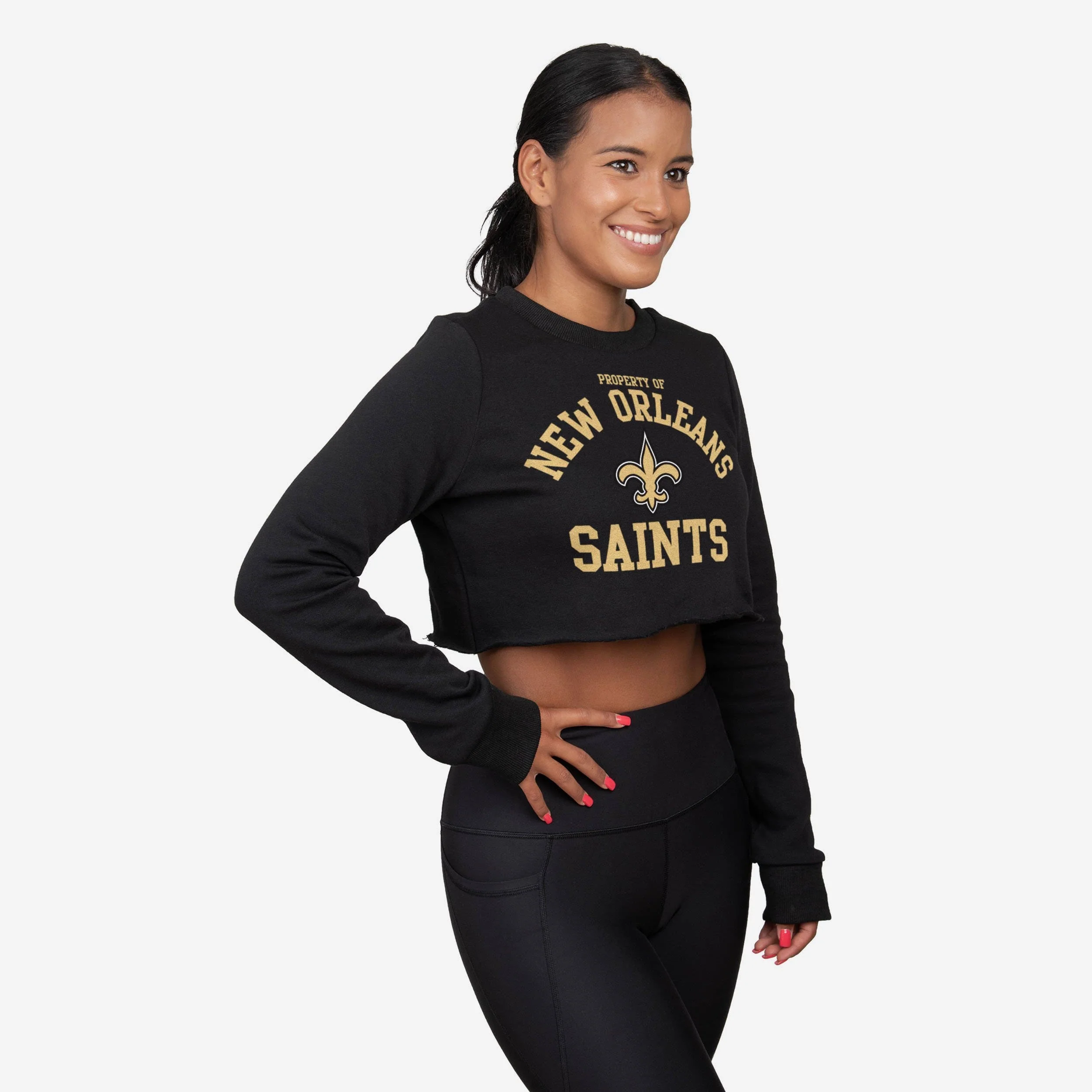 New Orleans Saints Womens Cropped Team Crewneck 1 New Orleans Saints Womens Cropped Team Crewneck
