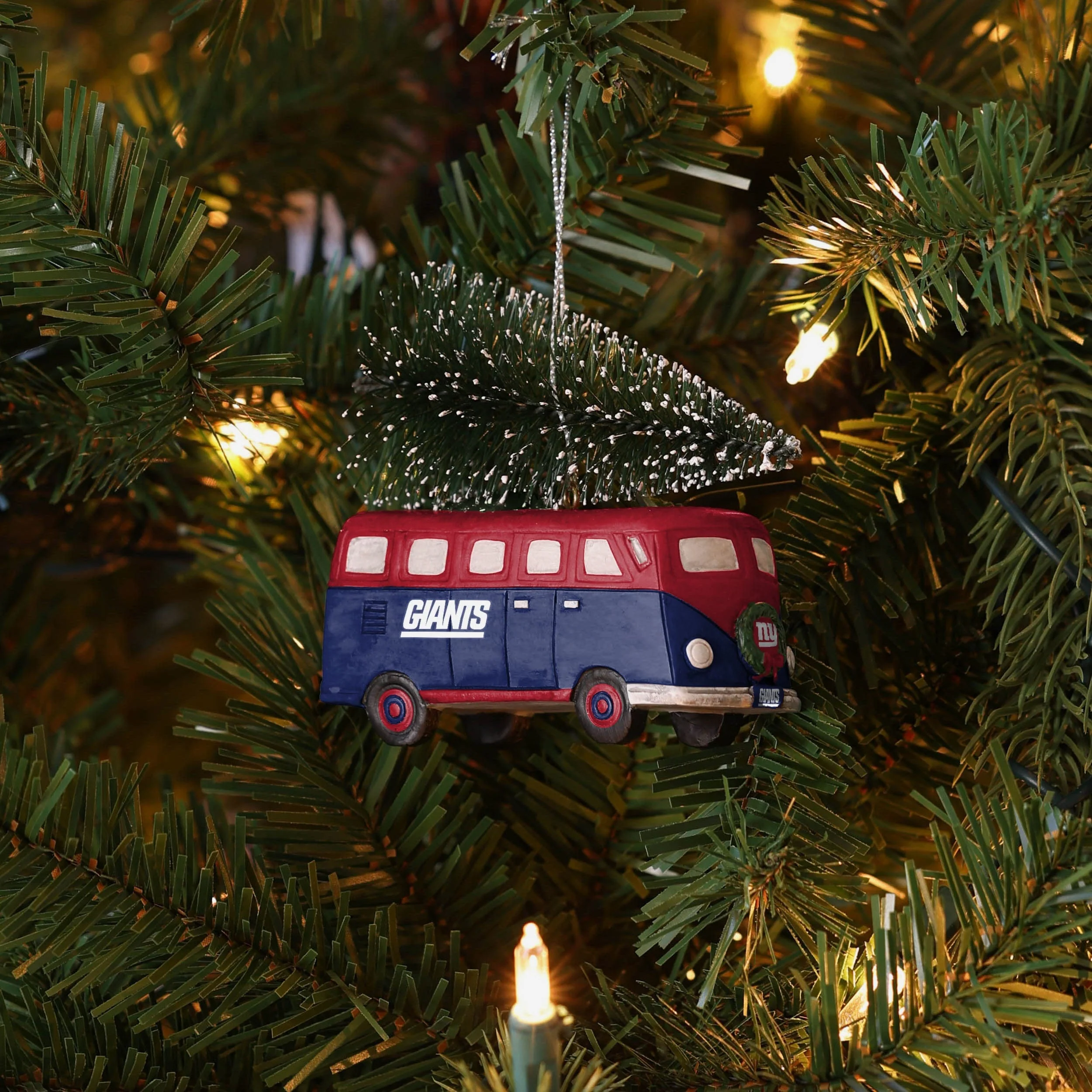 New York Giants Retro Bus With Tree Ornament 4 New York Giants Retro Bus With Tree Ornament