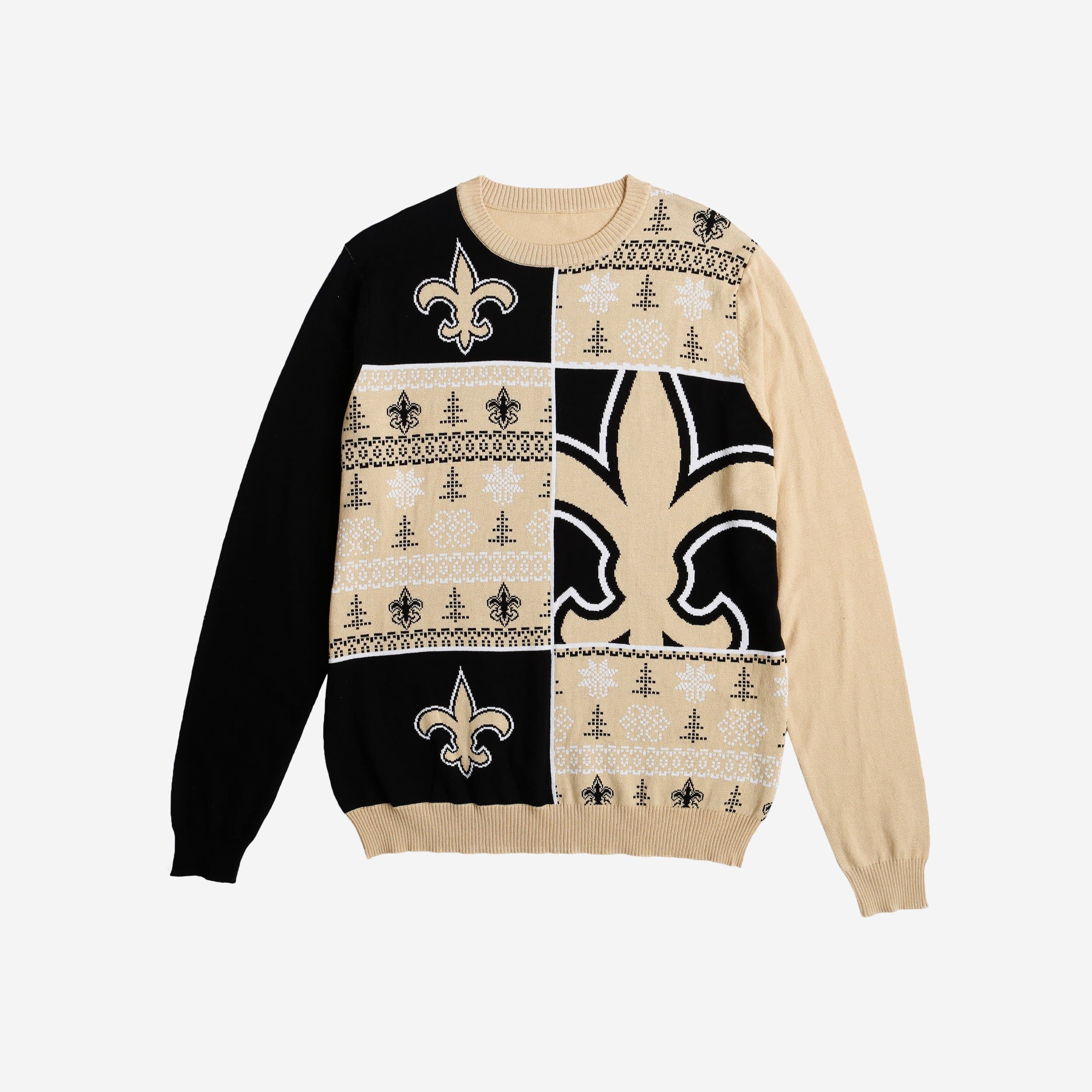 New Orleans Saints Busy Block Snowfall Sweater 2 New Orleans Saints Busy Block Snowfall Sweater