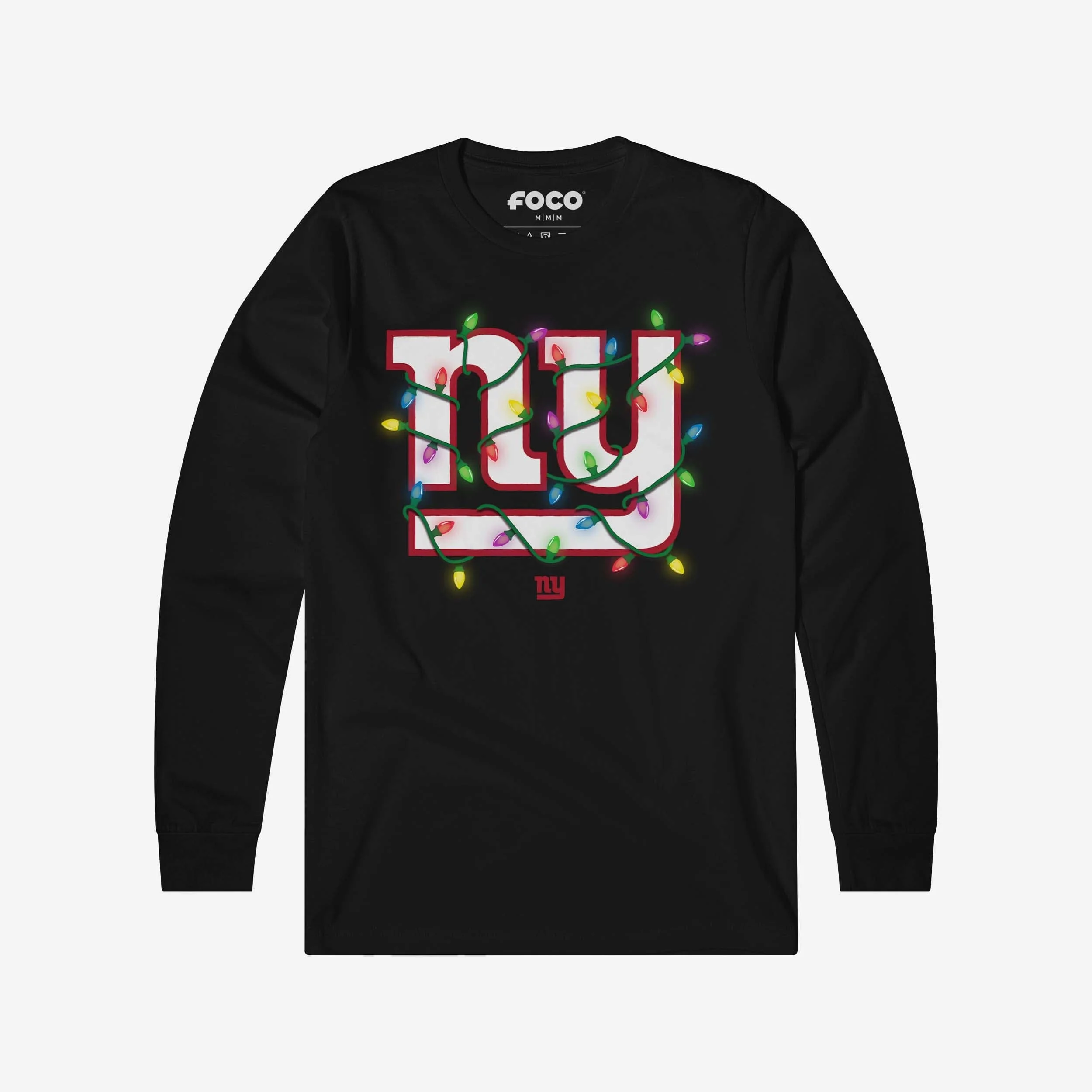 New York Giants Primary Logo Holiday Lights Long Sleeve T-Shirt